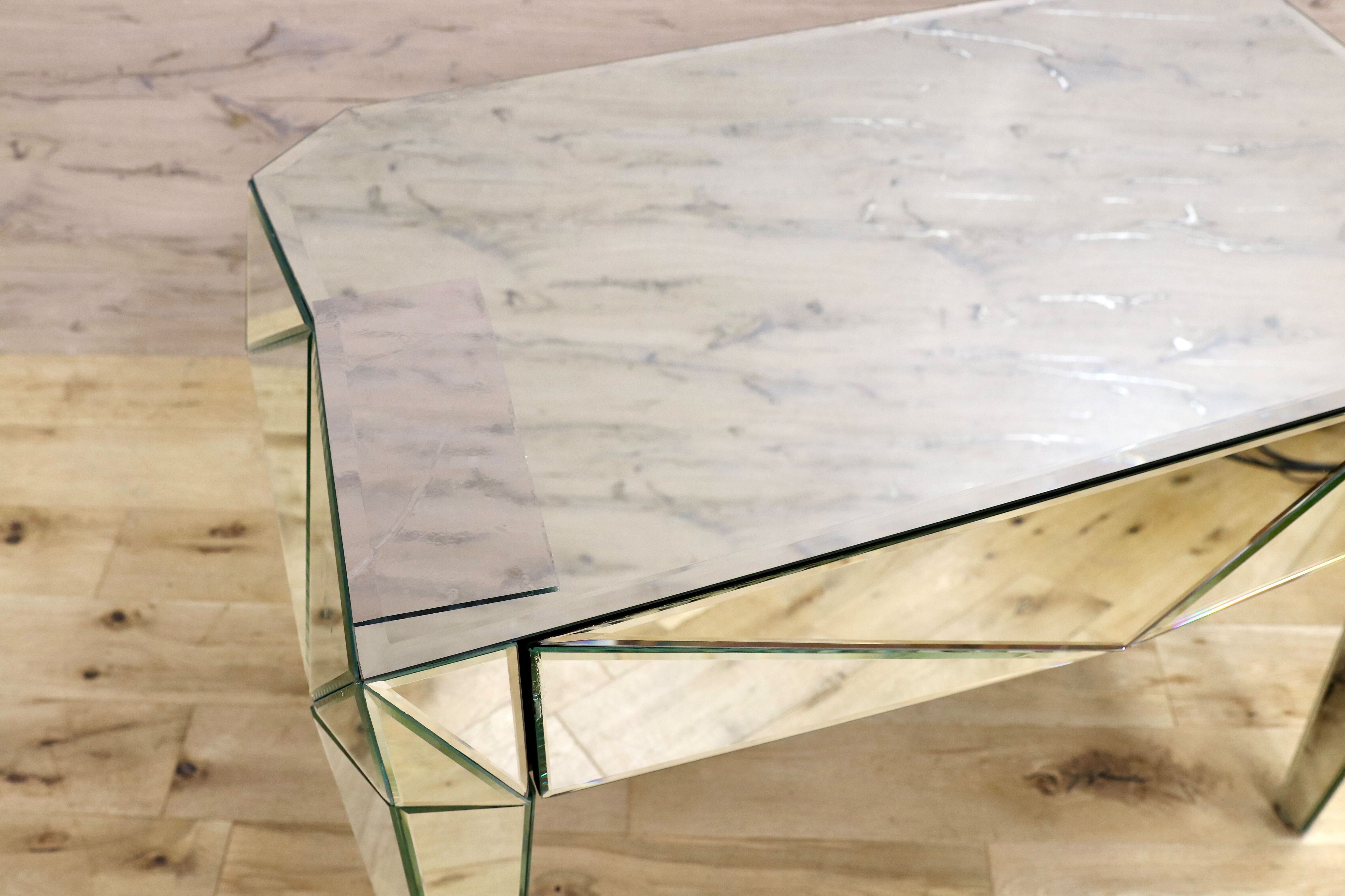 GMIK571○KARE / カレ ファンハウス デスク コンソール サイドボード 全面ミラー 廃番 定価18.5万 ※訳あり