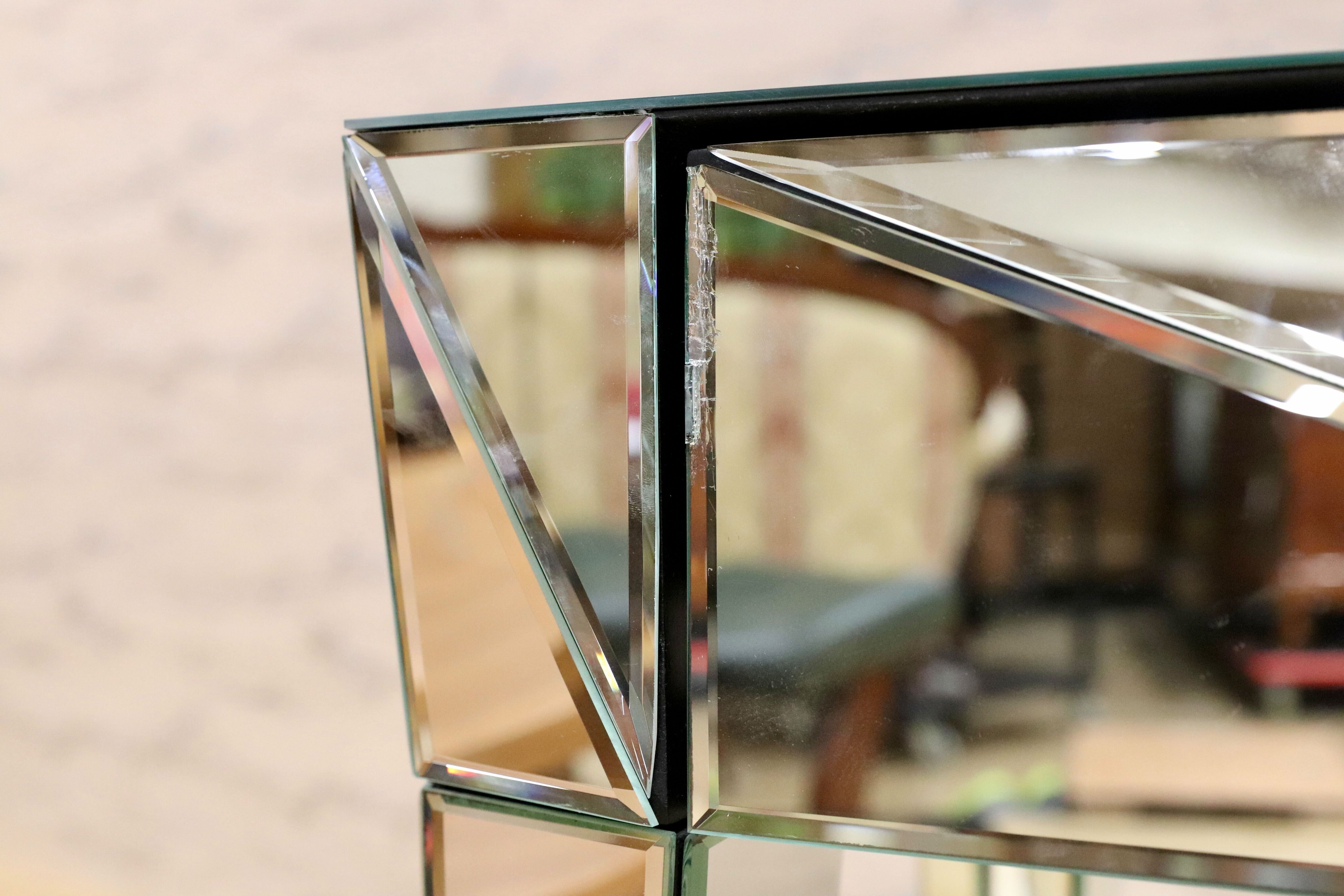 GMIK571○KARE / カレ ファンハウス デスク コンソール サイドボード 全面ミラー 廃番 定価18.5万 ※訳あり