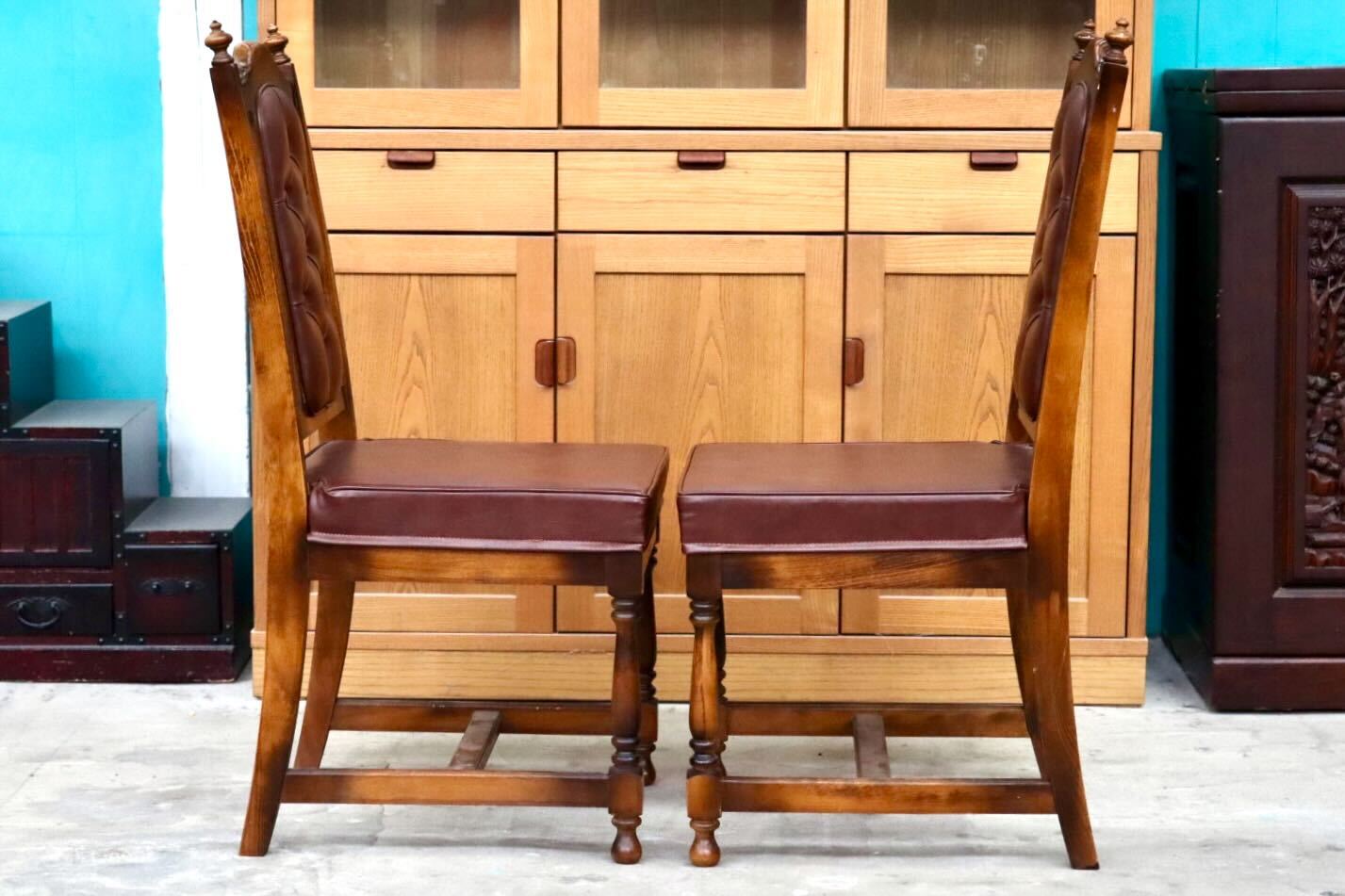 GMIS494D○karimoku / カリモク オールドカリモク ダイニングチェア アームレスチェア 椅子 2脚セット ブナ材 クラシック ヴィンテージ