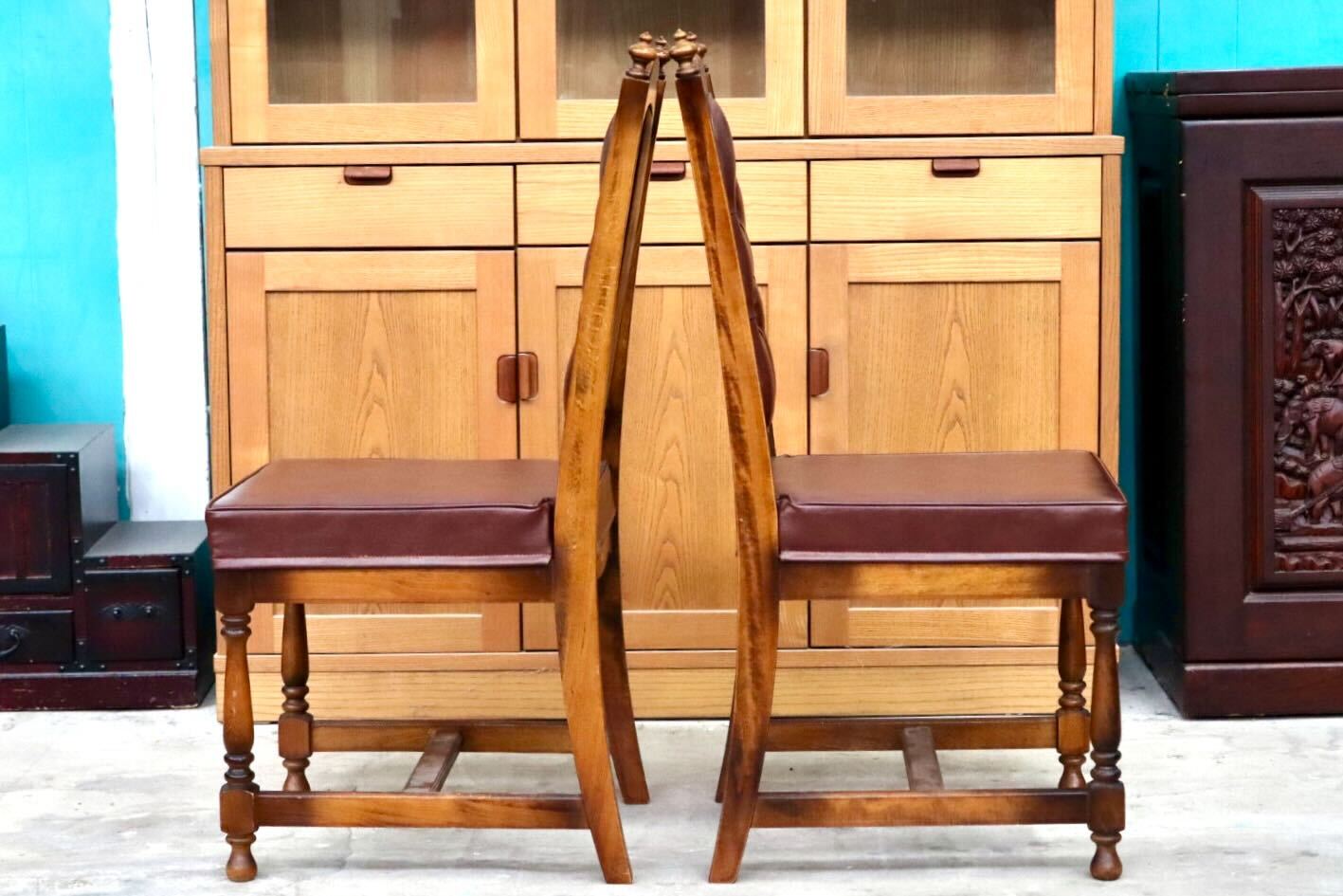 GMIS494D○karimoku / カリモク オールドカリモク ダイニングチェア アームレスチェア 椅子 2脚セット ブナ材 クラシック ヴィンテージ