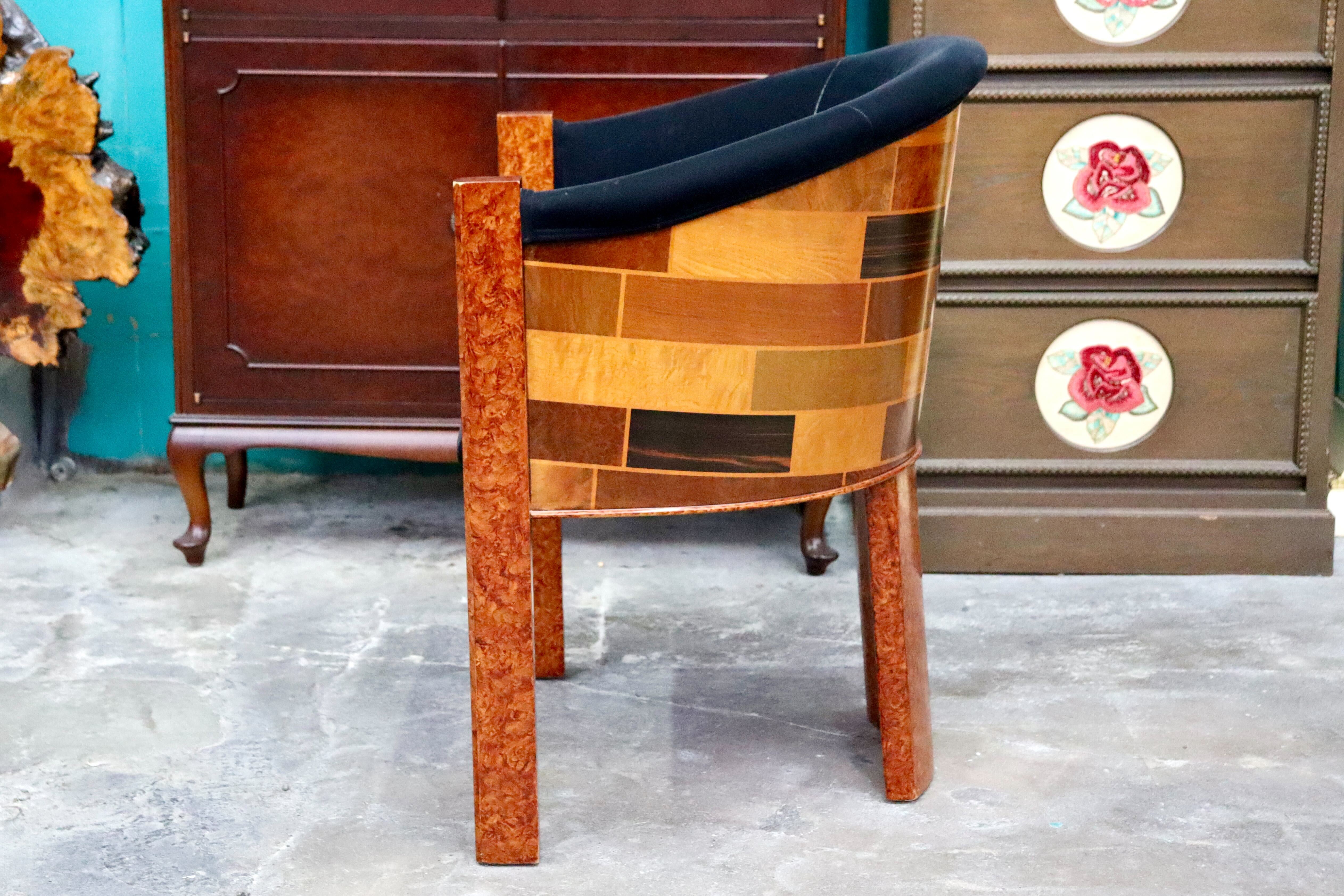 GMIK637E◯ベンフェラーラコレクション 椅子 アームチェア ファブリック Pepe Benlliure ペペ・ベンリウレ 象嵌細工 レッドウッド 希少