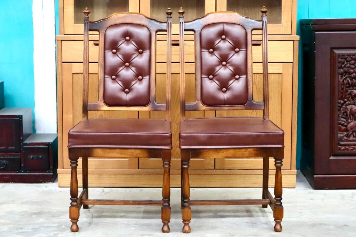 GMIS494D○karimoku / カリモク オールドカリモク ダイニングチェア アームレスチェア 椅子 2脚セット ブナ材 クラシック ヴィンテージ