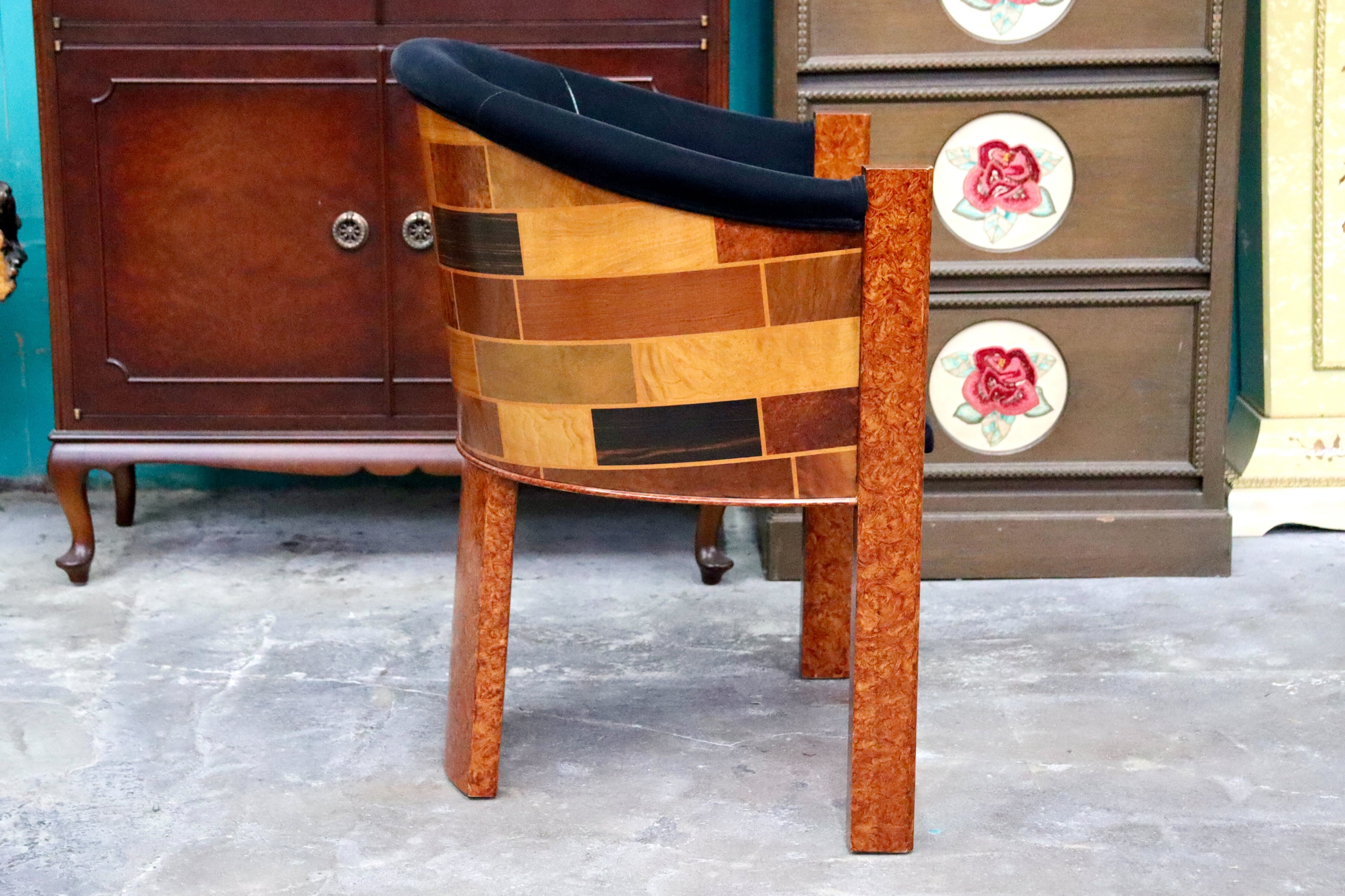 GMIK637E◯ベンフェラーラコレクション 椅子 アームチェア ファブリック Pepe Benlliure ペペ・ベンリウレ 象嵌細工 レッドウッド 希少