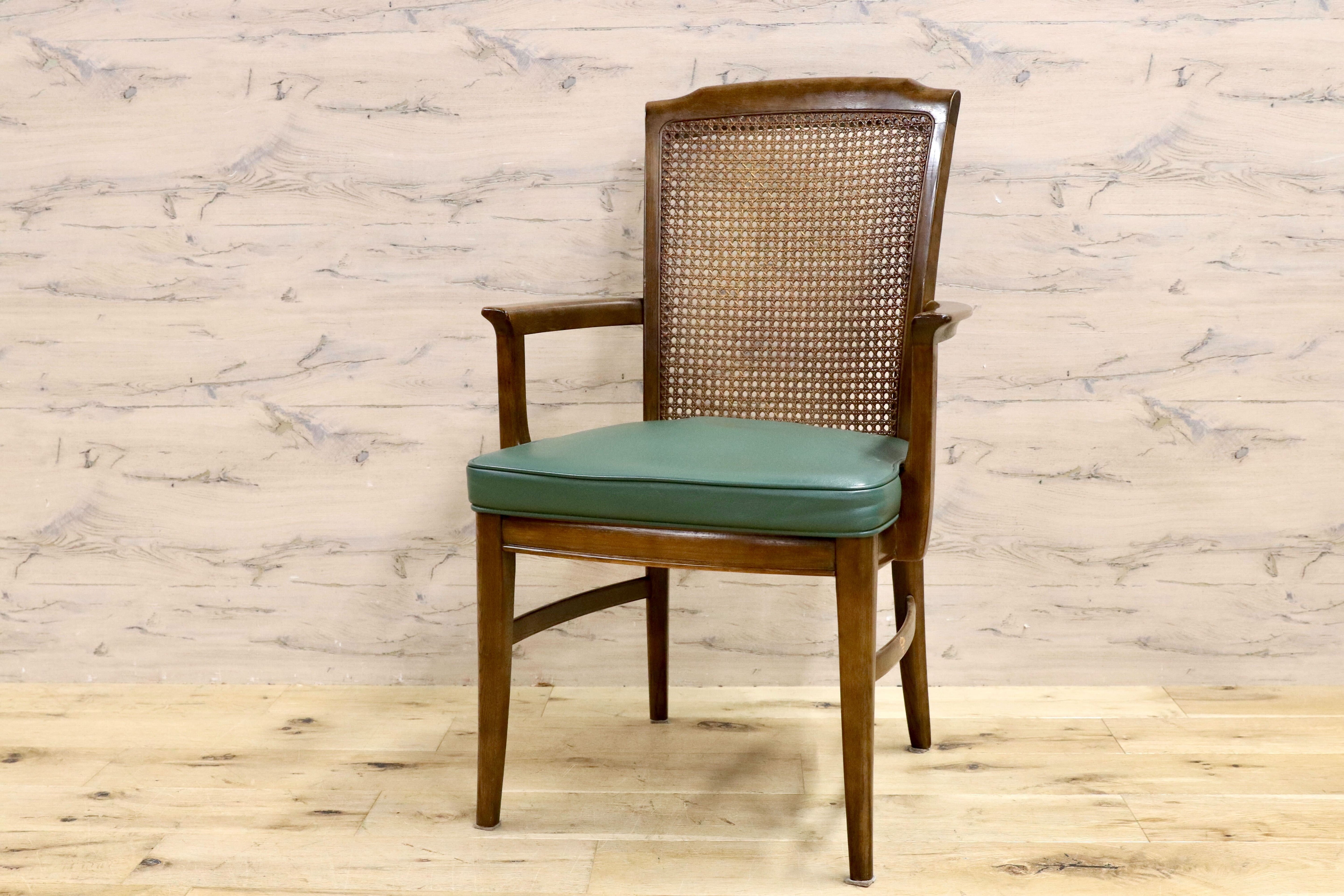 GMHS404A○domani / ドマーニ カリモク karimoku ダイニングチェア アームチェア 椅子 本革 レザー グリーン クラシック チェア