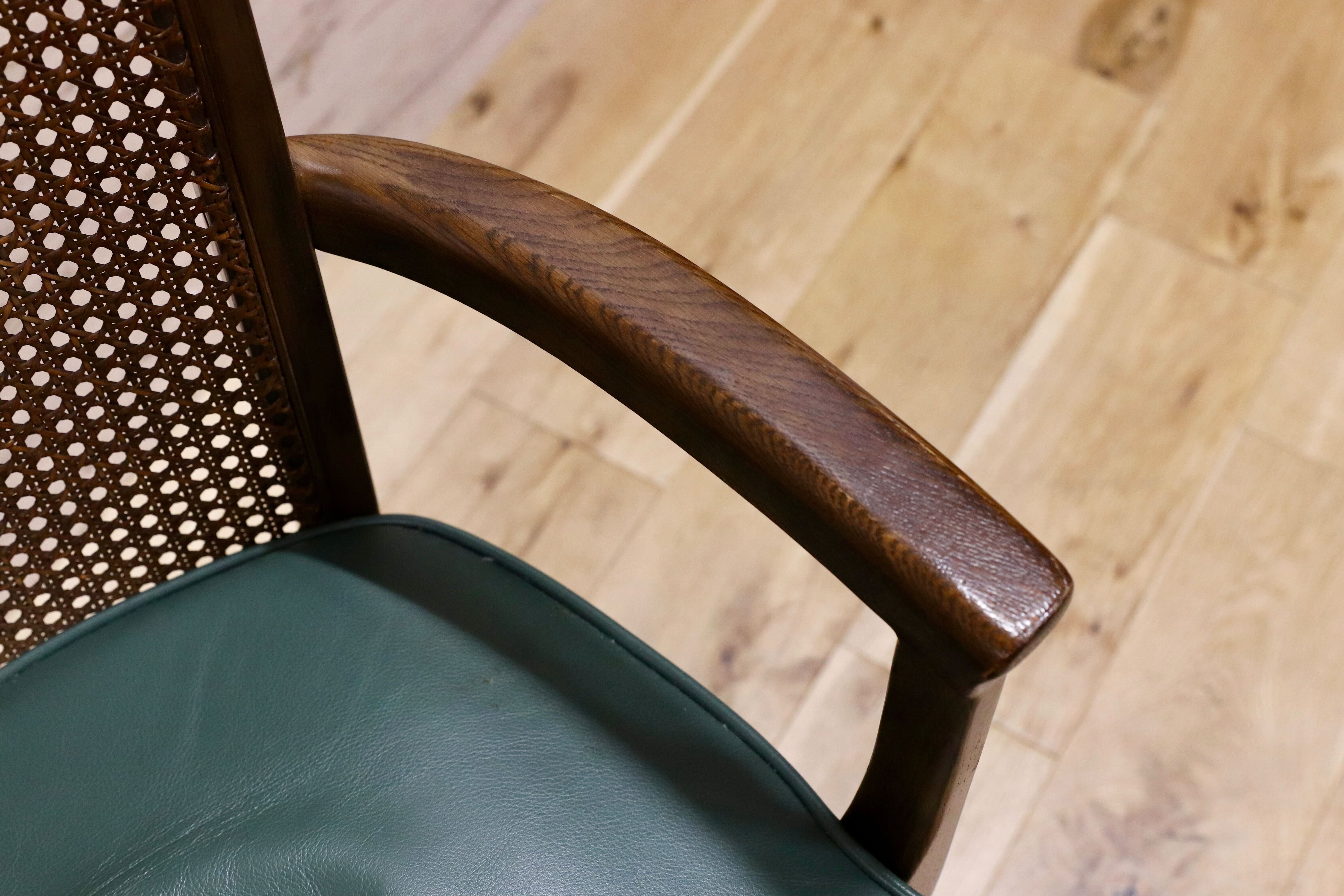 GMHS404A○domani / ドマーニ カリモク karimoku ダイニングチェア アームチェア 椅子 本革 レザー グリーン クラシック チェア