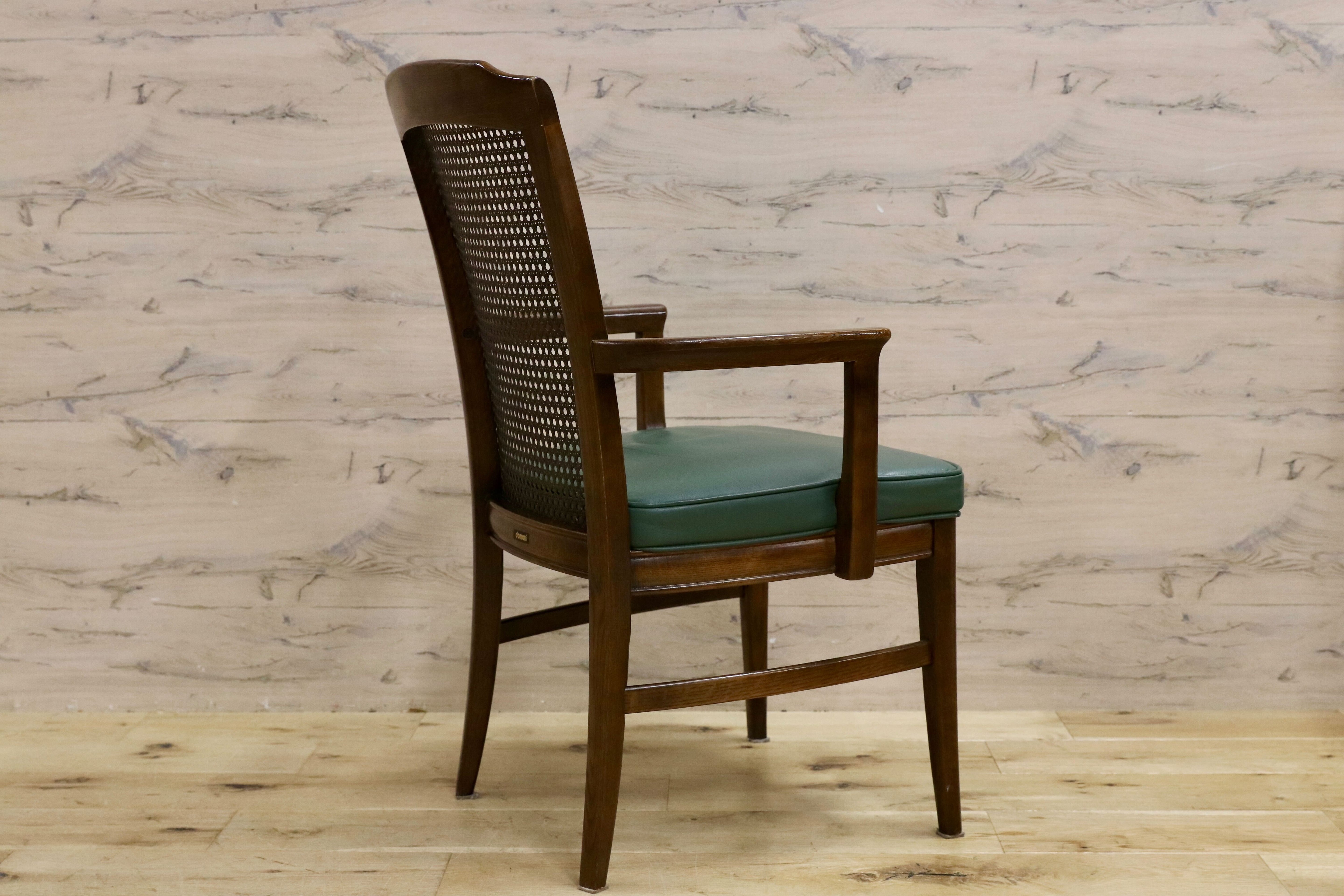 GMHS404A○domani / ドマーニ カリモク karimoku ダイニングチェア アームチェア 椅子 本革 レザー グリーン クラシック チェア