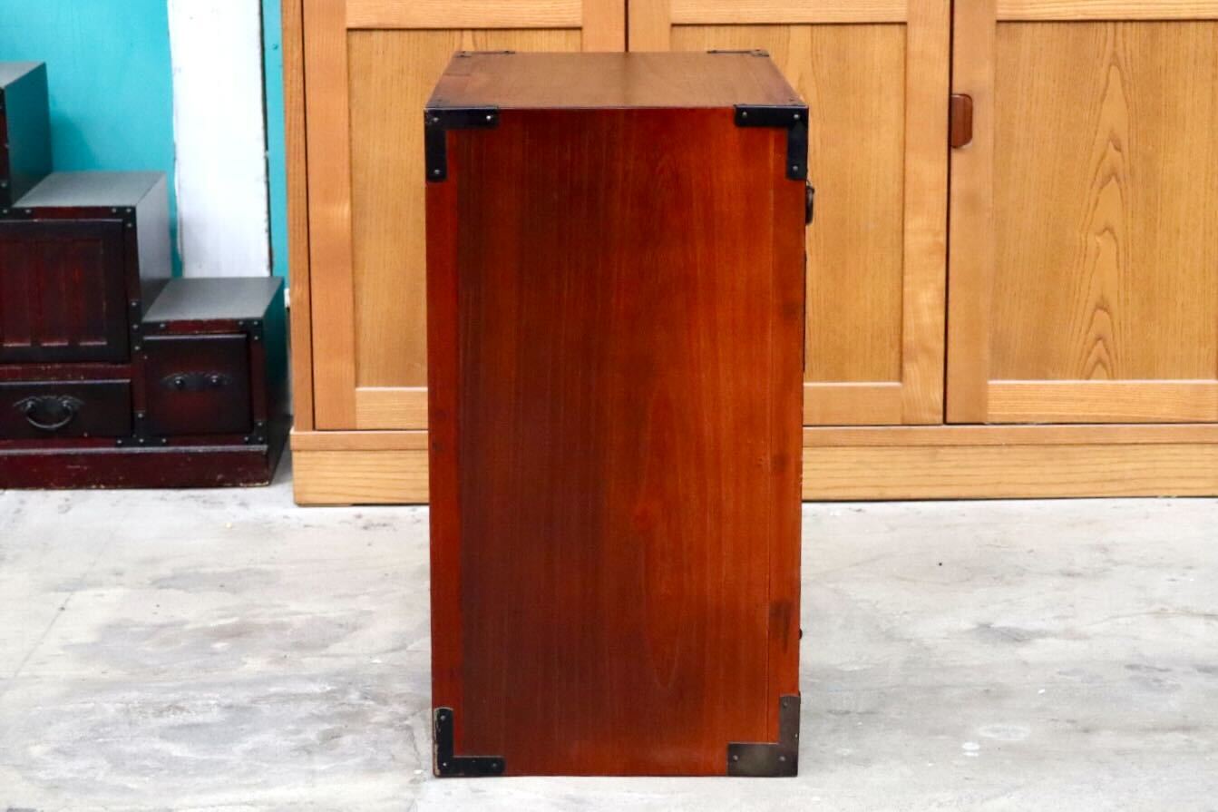 GMIS518○箪笥 チェスト 時代箪笥 民芸箪笥 和箪笥 収納棚 閂錠 引き出し 戸棚 和家具 無垢材 レトロ アンティーク