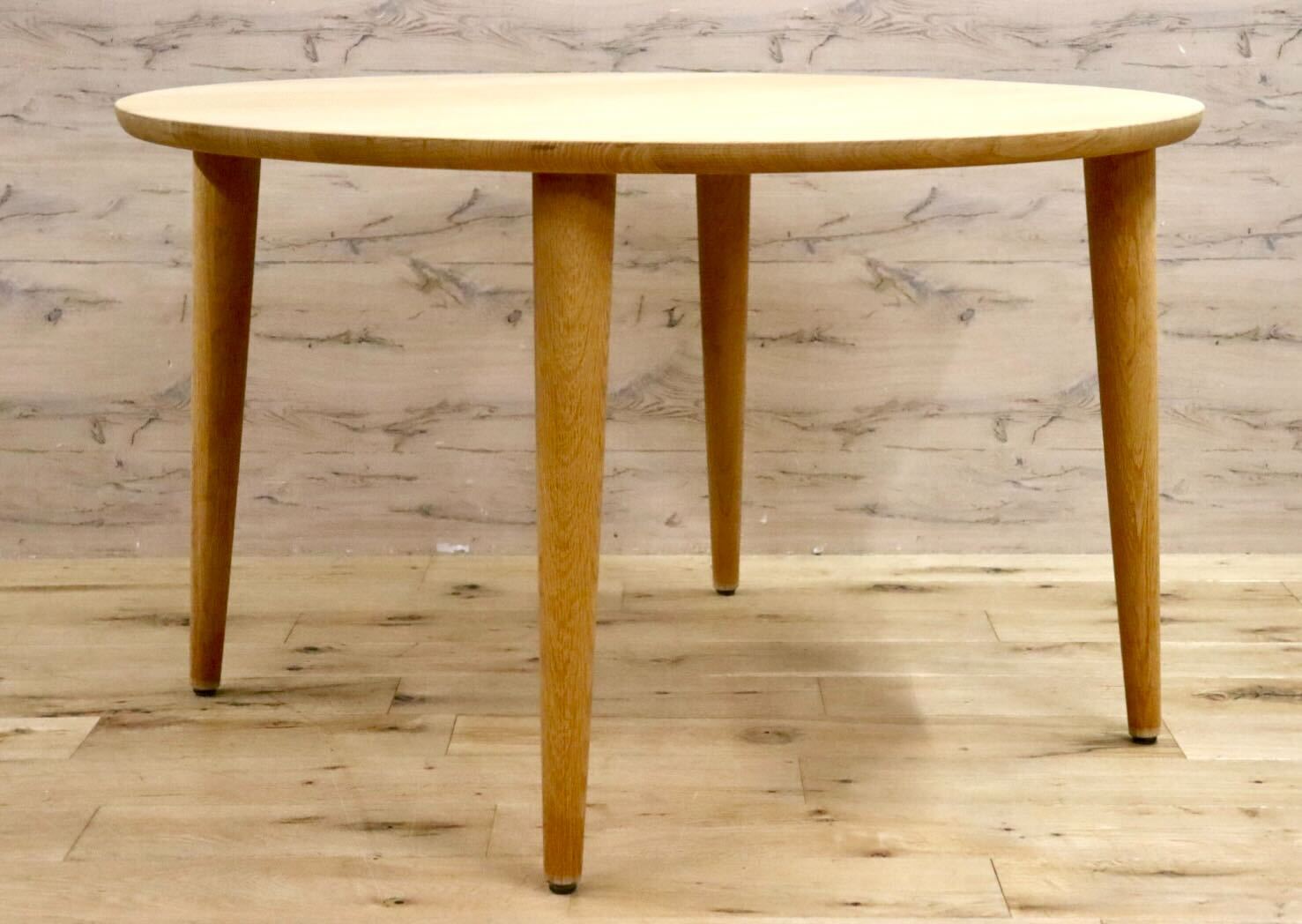 GMIS303○飛騨産業 / HIDA 侭 JIN ダイニングテーブル ラウンドテーブル 食卓机 ナチュラル ホワイトオーク 無垢材 定価約15.5万 展示品