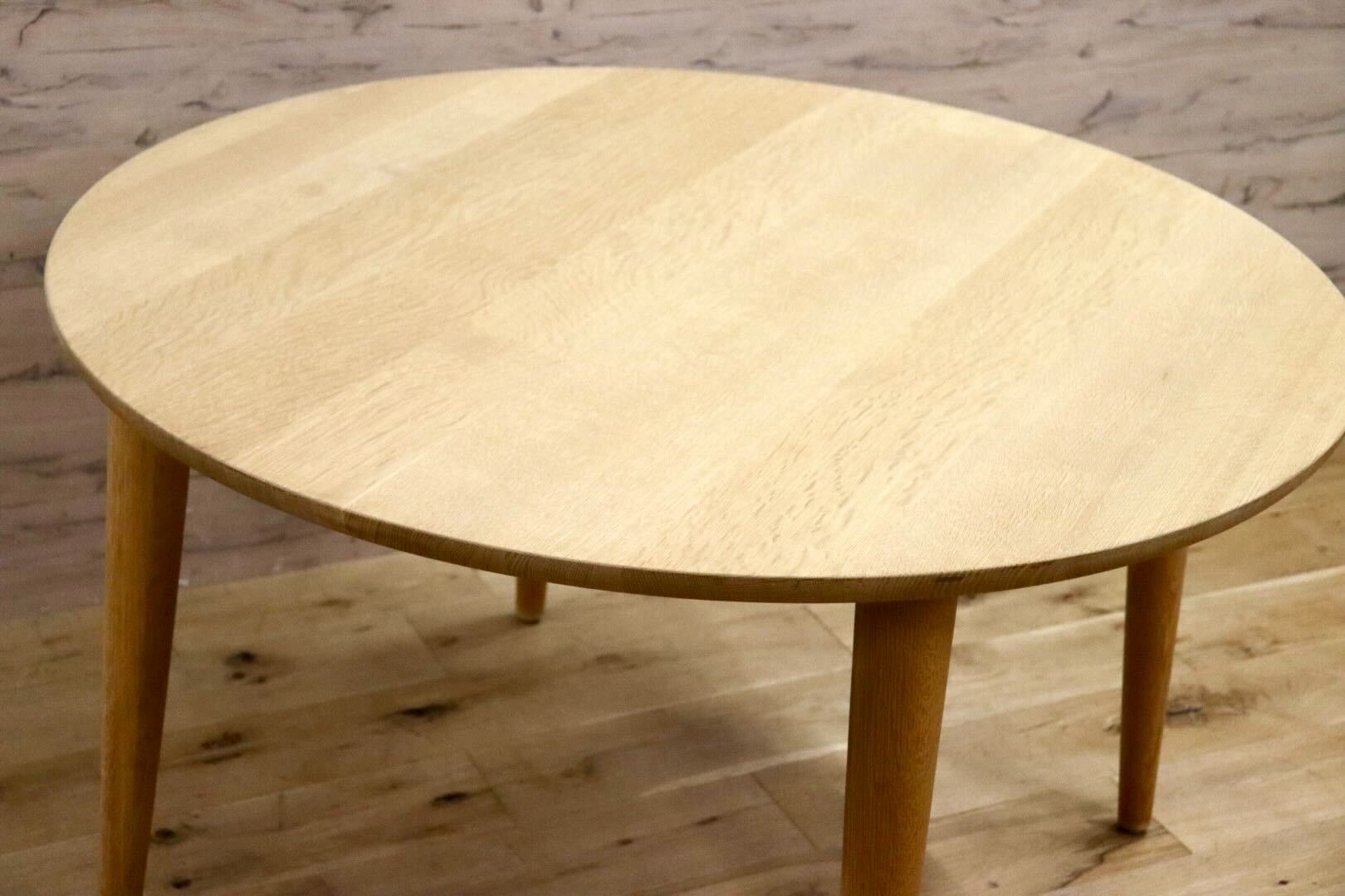 GMIS303○飛騨産業 / HIDA 侭 JIN ダイニングテーブル ラウンドテーブル 食卓机 ナチュラル ホワイトオーク 無垢材 定価約15.5万 展示品