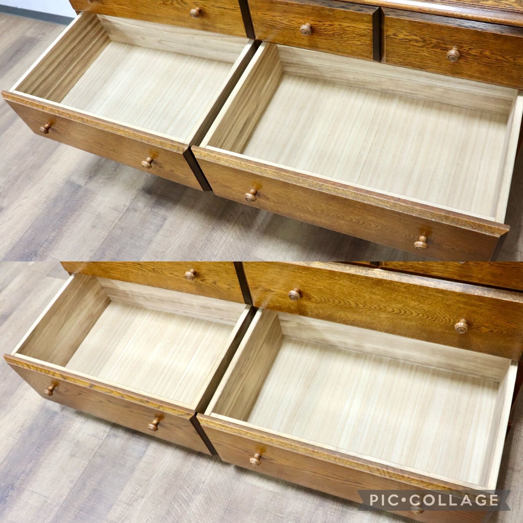 GMGS218C○三越家具 Brugge ブルージュ ドレッサー 化粧台 鏡台 3段チェスト 整理タンス 収納家具 オーク材 英国カントリー アンティーク