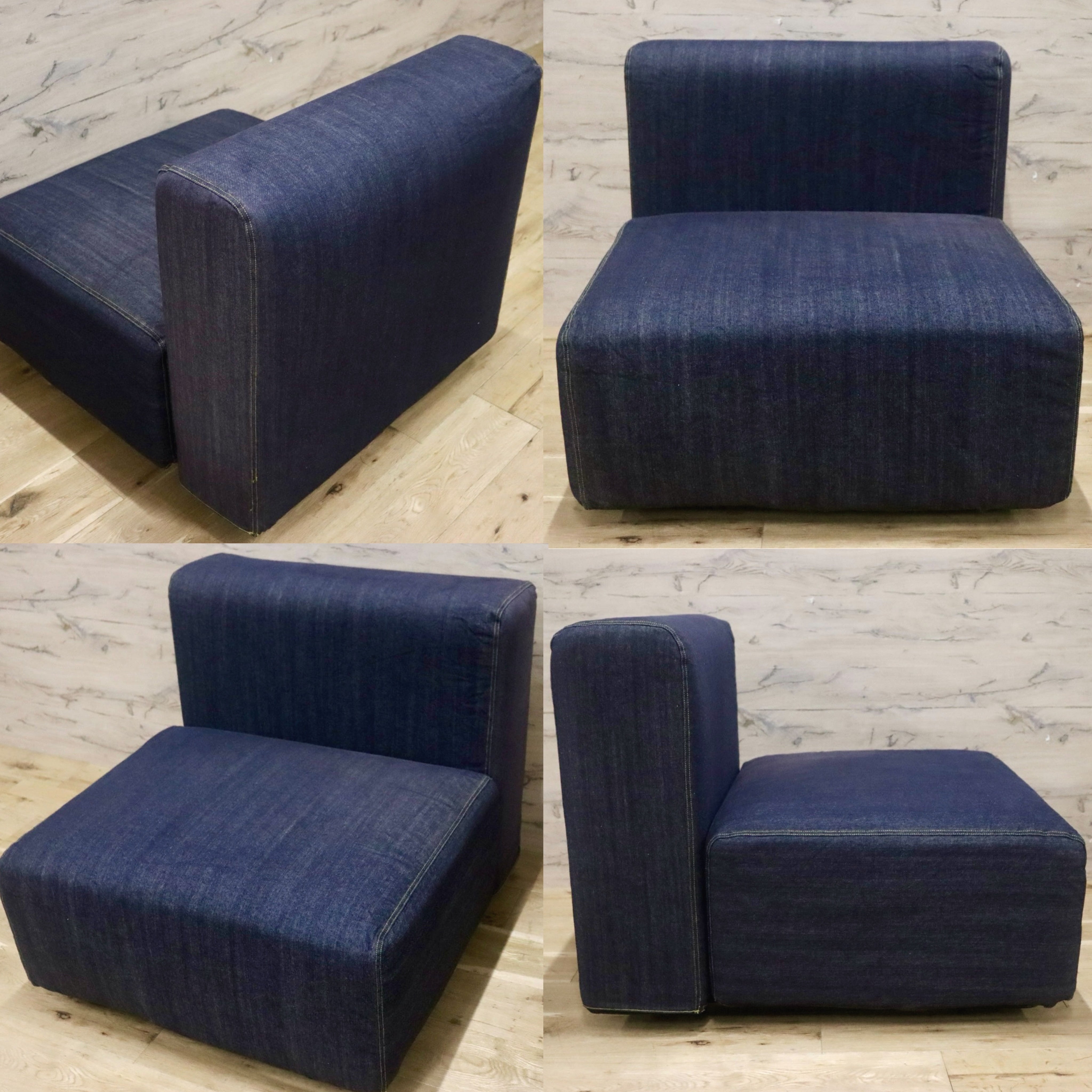 GMHK444○無印良品 / MUJI ユニットソファ 組み合わせソファ システムソファ ファブリック モダン デニム
