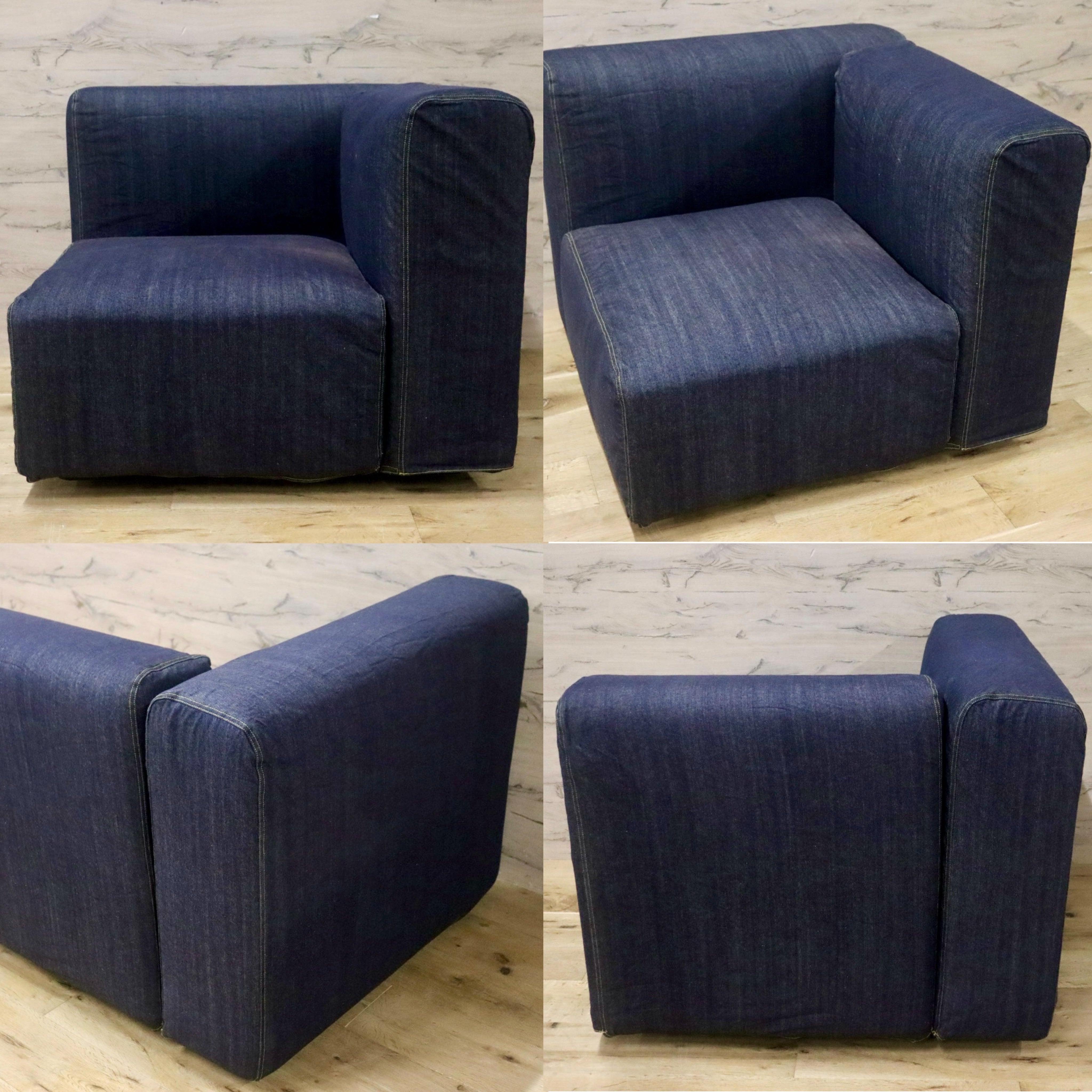 GMHK444○無印良品 / MUJI ユニットソファ 組み合わせソファ システムソファ ファブリック モダン デニム