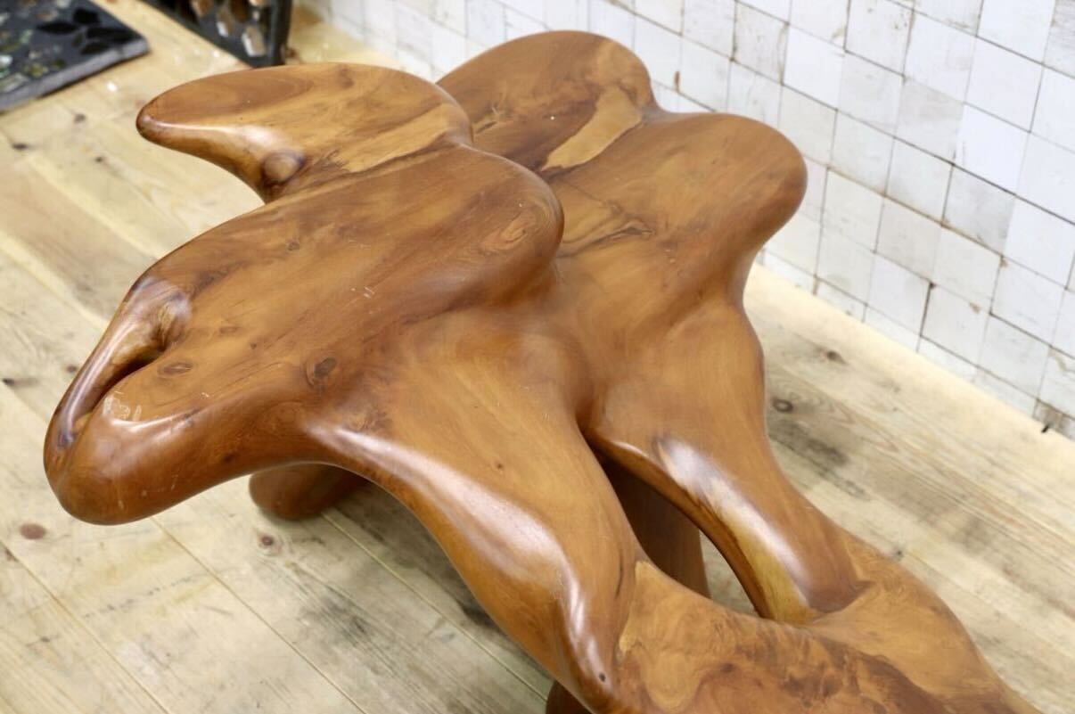 GMIS549○オールドチーク 飾り台 ローボード 花台 ベンチ 芸術作品 工芸品 和室 座敷 和モダン アンティーク