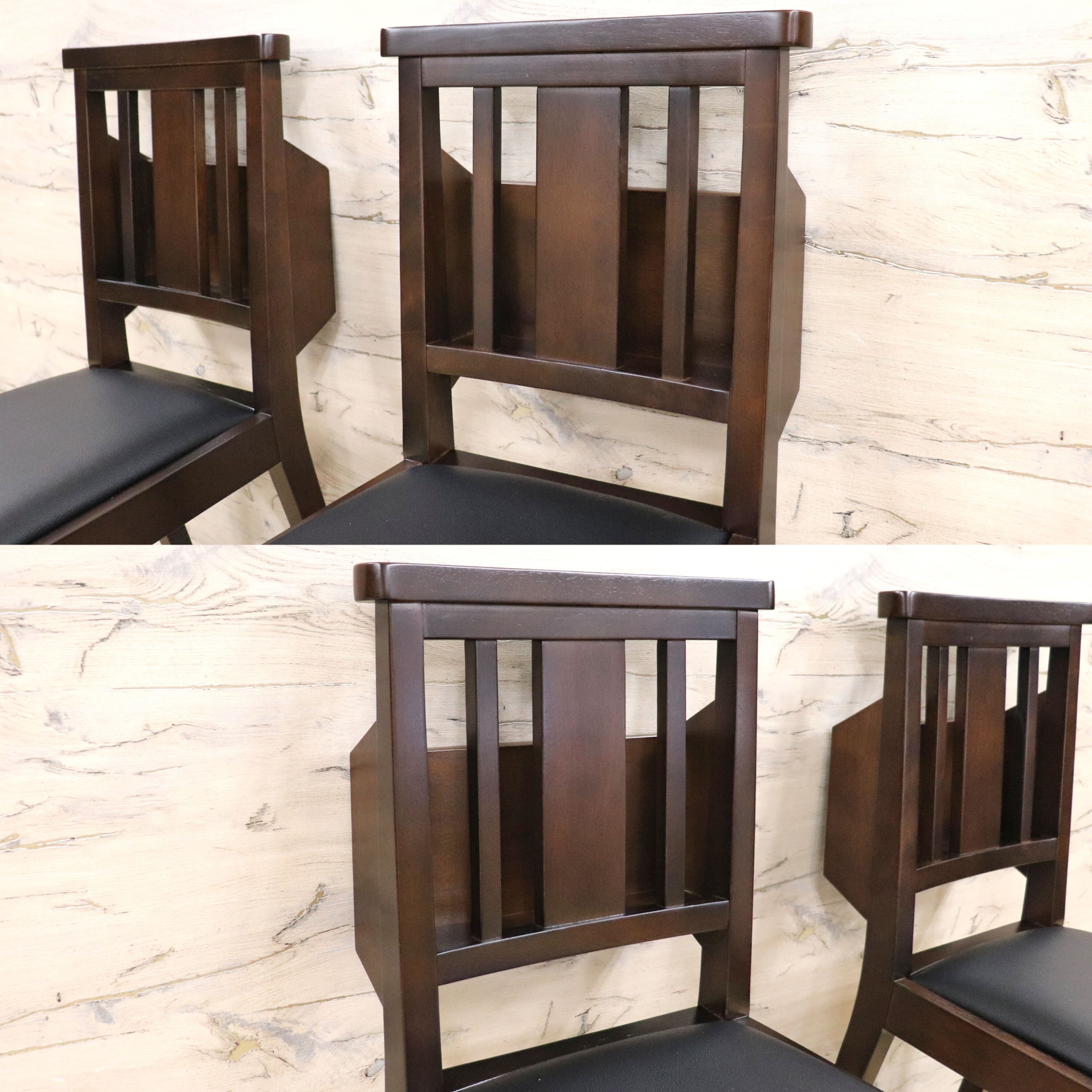 GMGN342V○CHERRY FURNITURE / 桜屋工業 ダイニングチェア チャーチチェア マガジンラック 合皮 ダークブラウン 2脚セット モダン 未使用品