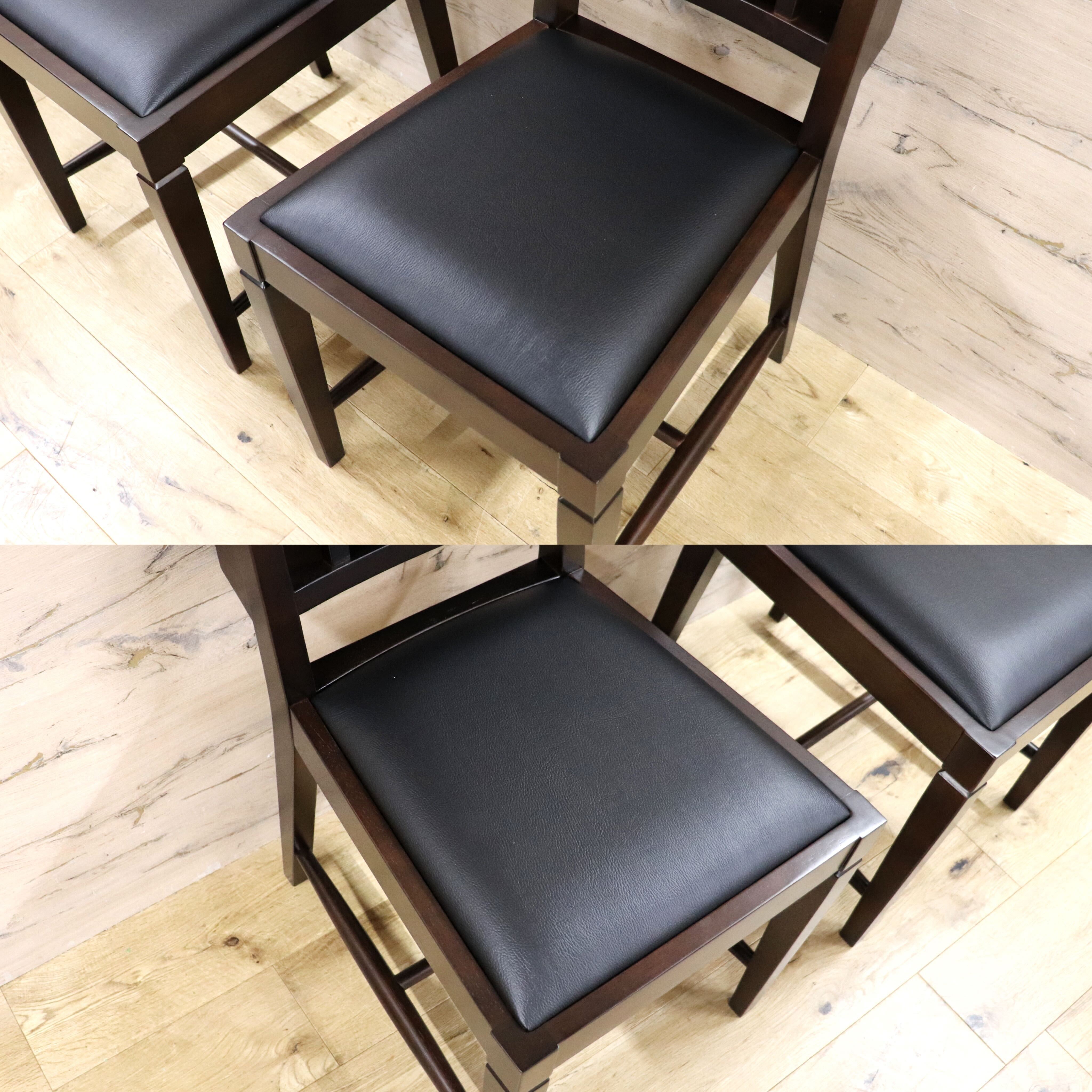 GMGN342V○CHERRY FURNITURE / 桜屋工業 ダイニングチェア チャーチチェア マガジンラック 合皮 ダークブラウン 2脚セット モダン 未使用品