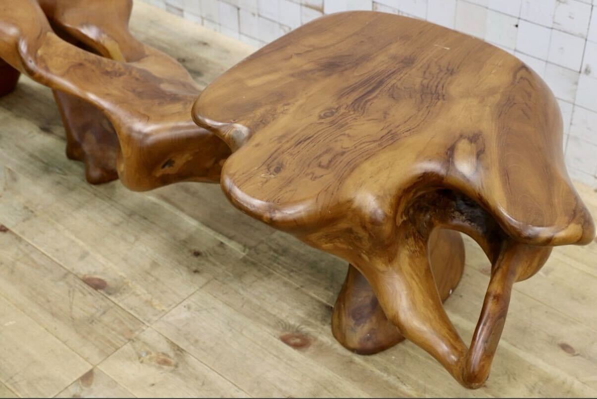 GMIS549○オールドチーク 飾り台 ローボード 花台 ベンチ 芸術作品 工芸品 和室 座敷 和モダン アンティーク