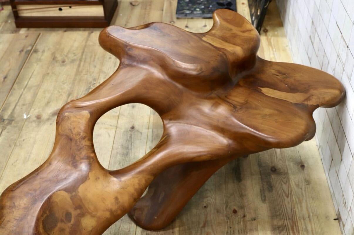 GMIS549○オールドチーク 飾り台 ローボード 花台 ベンチ 芸術作品 工芸品 和室 座敷 和モダン アンティーク