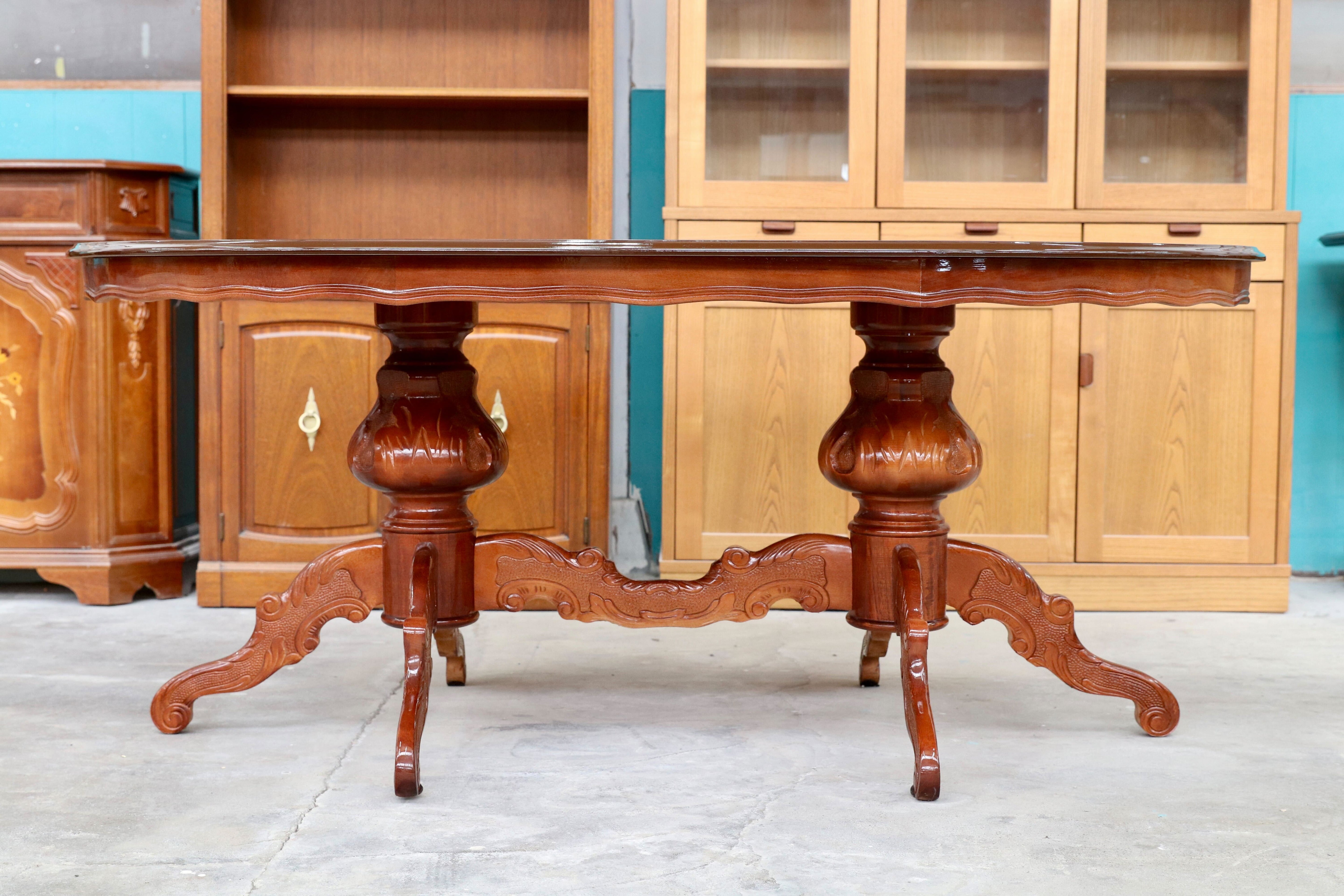 GMIK181○イタリア製 ディノス クラシック ダイニングテーブル 食卓テーブル 象嵌細工 モデルルーム展示品