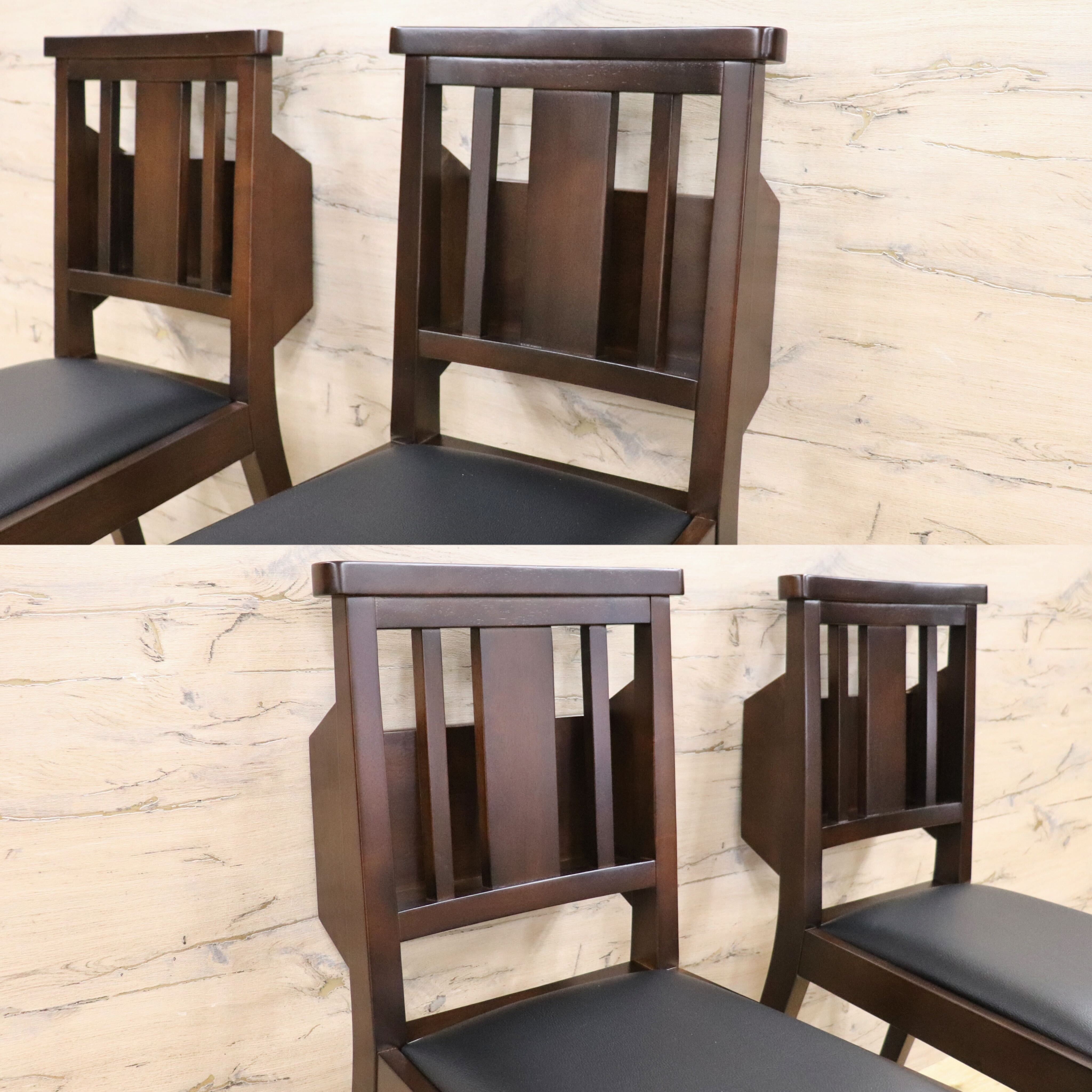 GMGN342W○CHERRY FURNITURE / 桜屋工業 ダイニングチェア チャーチチェア マガジンラック 合皮 ダークブラウン 2脚セット モダン 未使用品