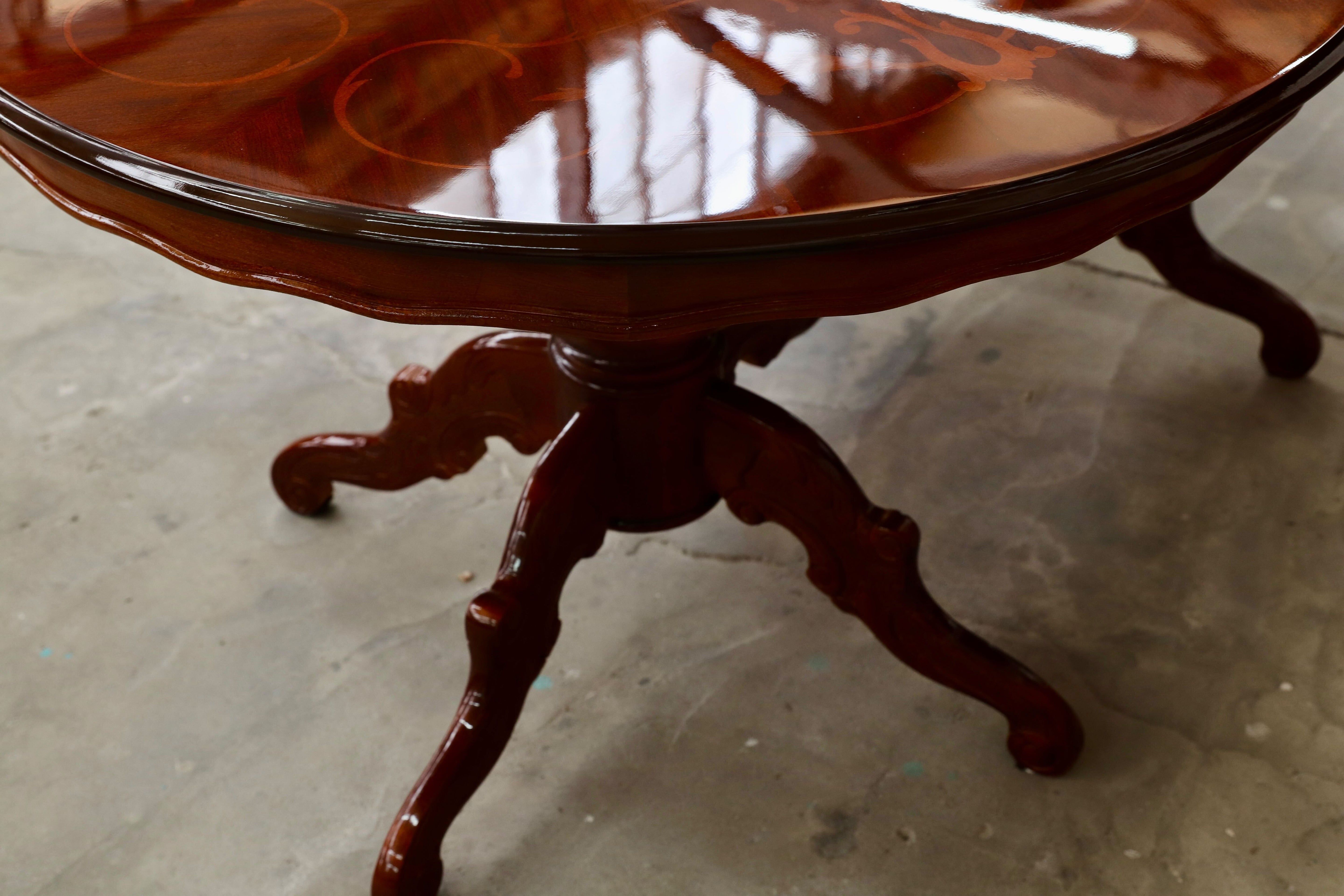 GMIK181○イタリア製 ディノス クラシック ダイニングテーブル 食卓テーブル 象嵌細工 モデルルーム展示品