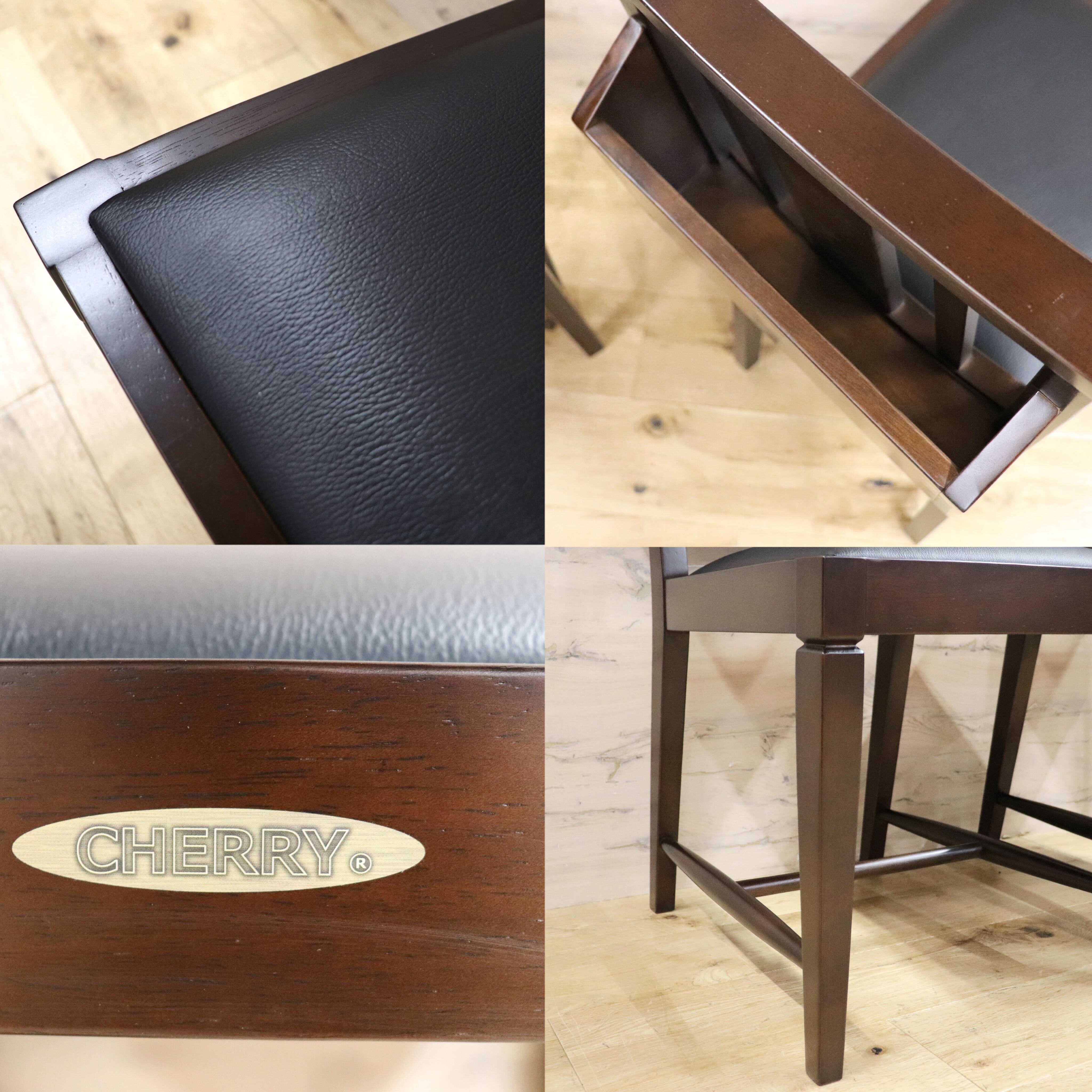 GMGN342W○CHERRY FURNITURE / 桜屋工業 ダイニングチェア チャーチチェア マガジンラック 合皮 ダークブラウン 2脚セット モダン 未使用品