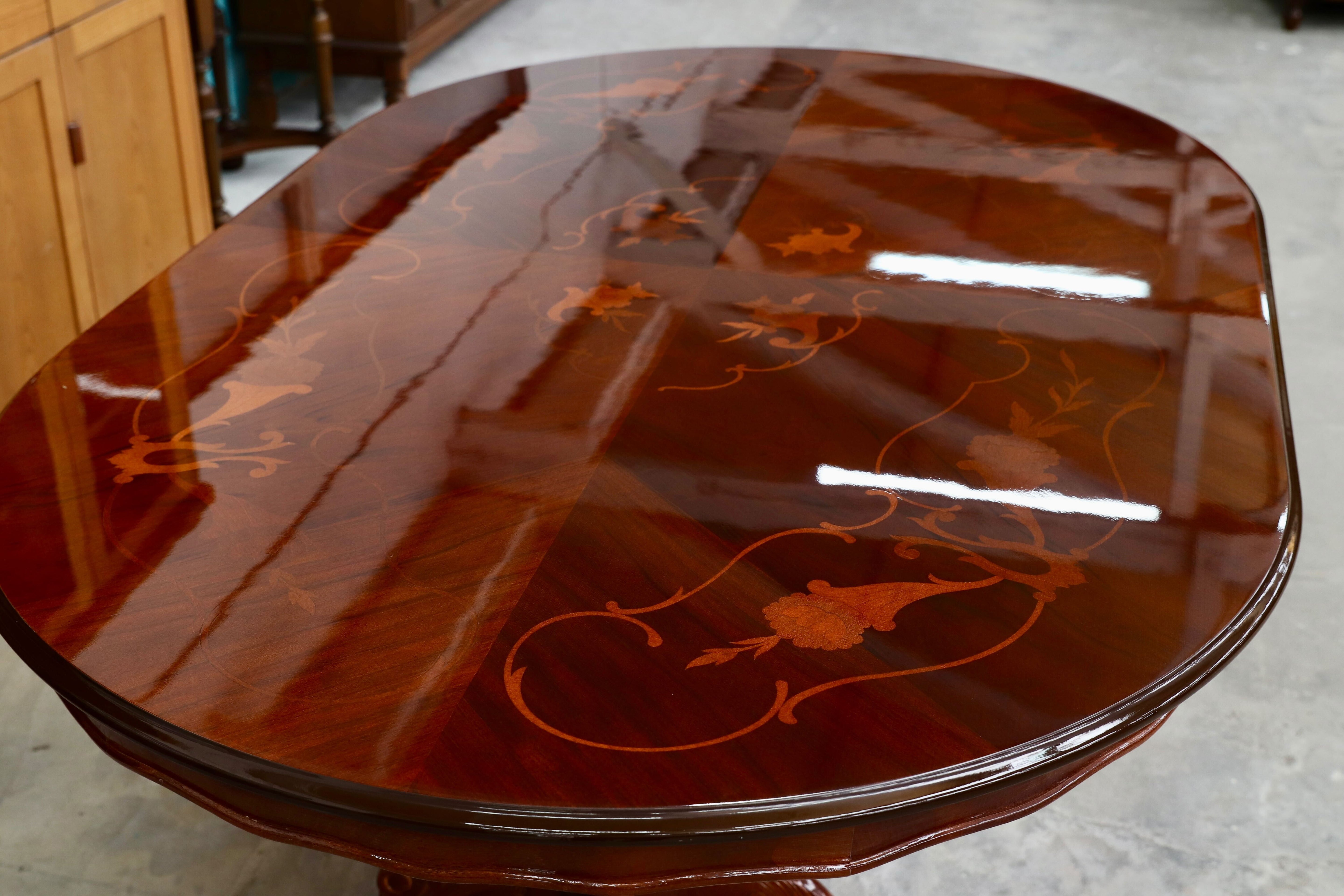 GMIK181○イタリア製 ディノス クラシック ダイニングテーブル 食卓テーブル 象嵌細工 モデルルーム展示品