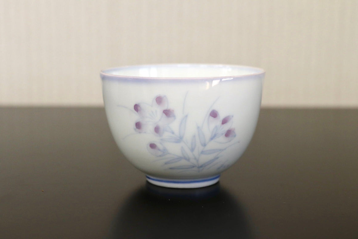 GMJH332AO○有田焼 柳山作 急須茶器揃 急須 湯呑 汲出 仙茶 染付小花柄 和食器 茶器 陶器 在銘 和モダン 5客セット