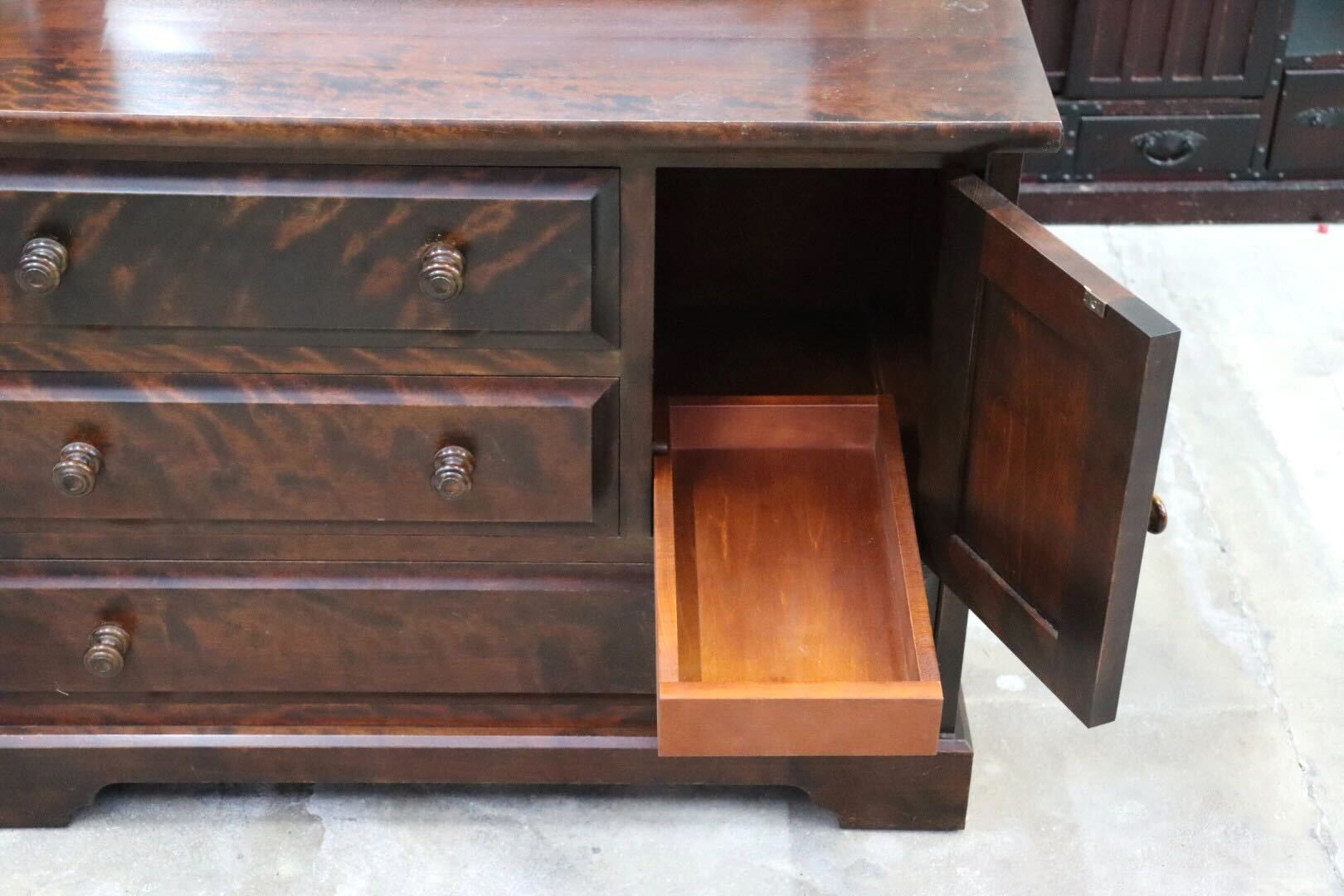 GMHH449B○北海道民芸家具 ドレッサー 鏡台 化粧台 ミラー チェスト 収納家具 樺材 無垢 和家具 和モダン 古民家 レトロ アンティーク