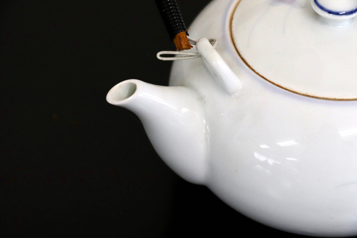 GMJH332AO○有田焼 柳山作 急須茶器揃 急須 湯呑 汲出 仙茶 染付小花柄 和食器 茶器 陶器 在銘 和モダン 5客セット