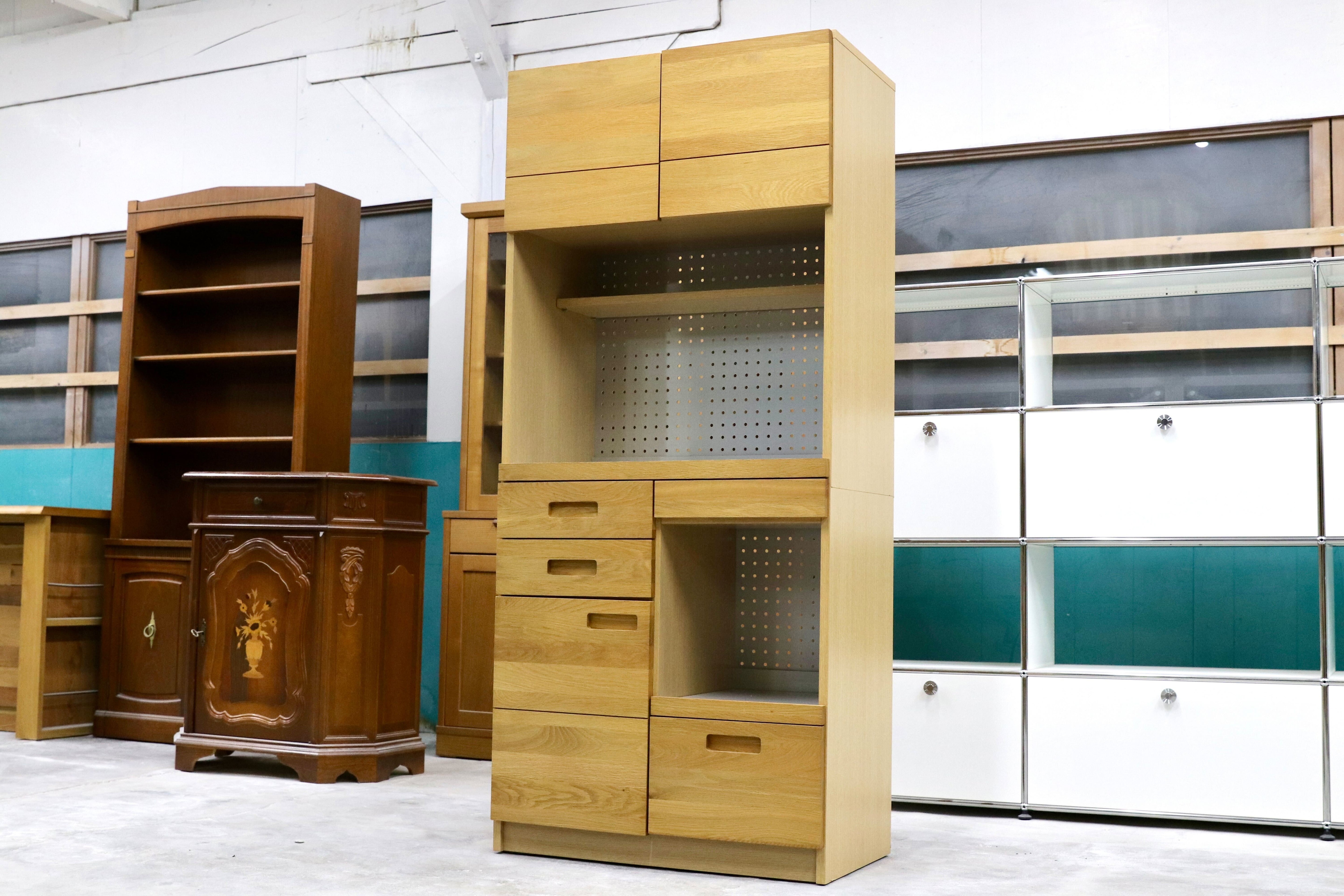 GMHK491○unico / ウニコ ヒュッテ 食器棚 水屋棚 オーク材 カップボード キャビネット 北欧スタイル ナチュラル モダン 美品