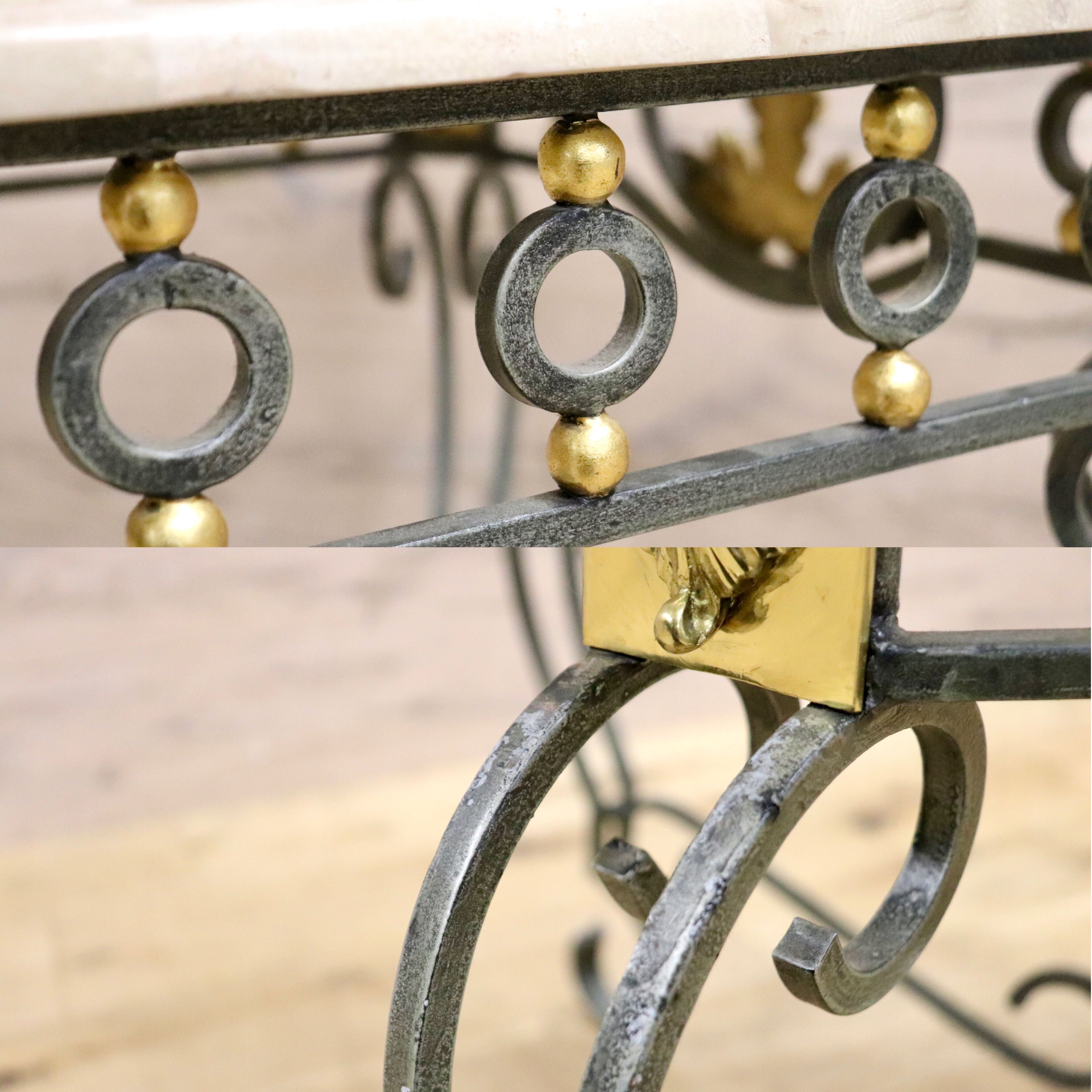 GMHK599○マクタンストーン テーブル サイドテーブル コンソールテーブル マクタン石 アイアン アンティーク調