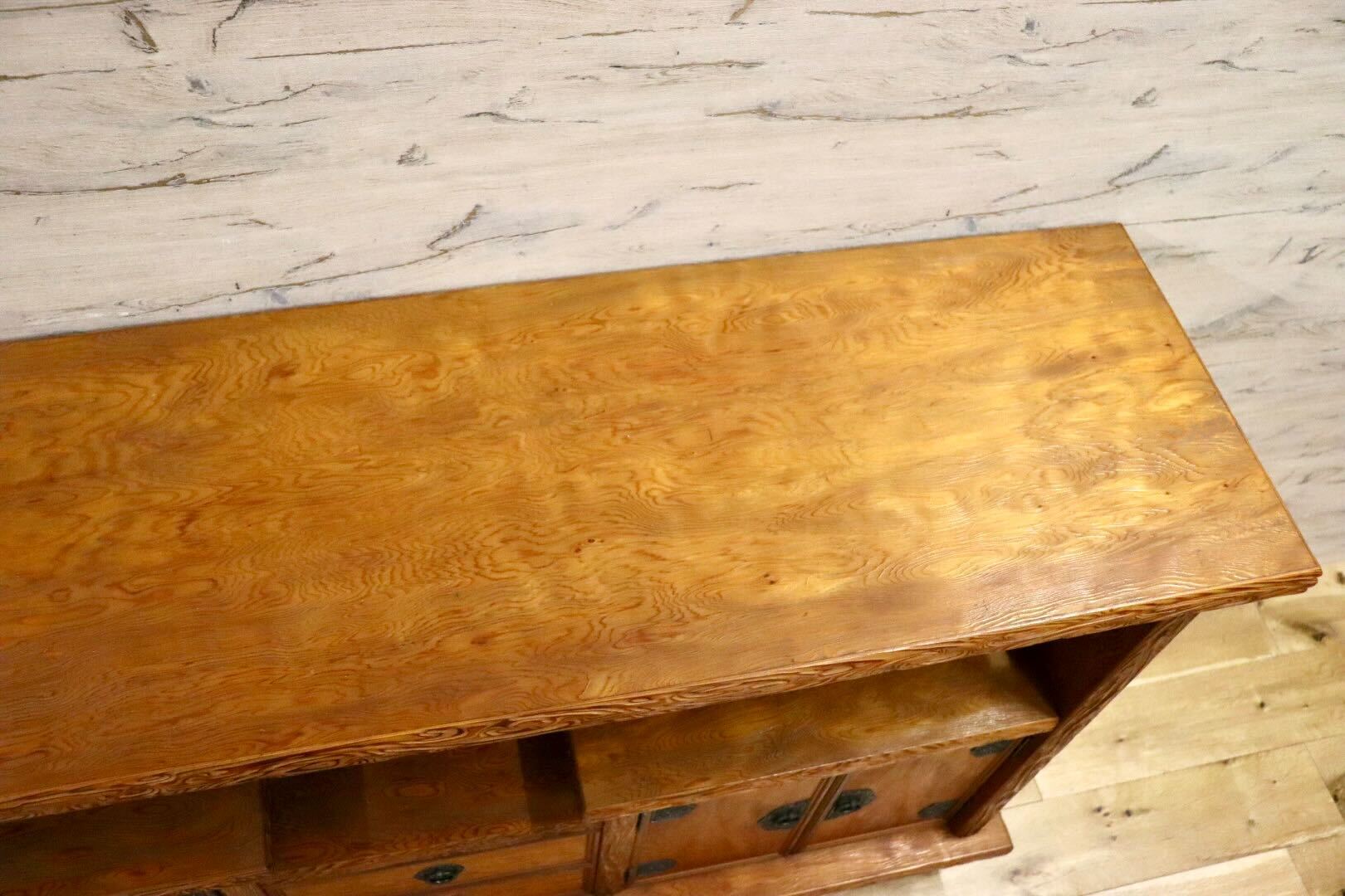 GMIH276○世界遺産屋久杉 茶棚 サイドボード リビングボード 飾り棚 キャビネット 和家具 和室 座敷 古民家 レトロ 茶箪笥