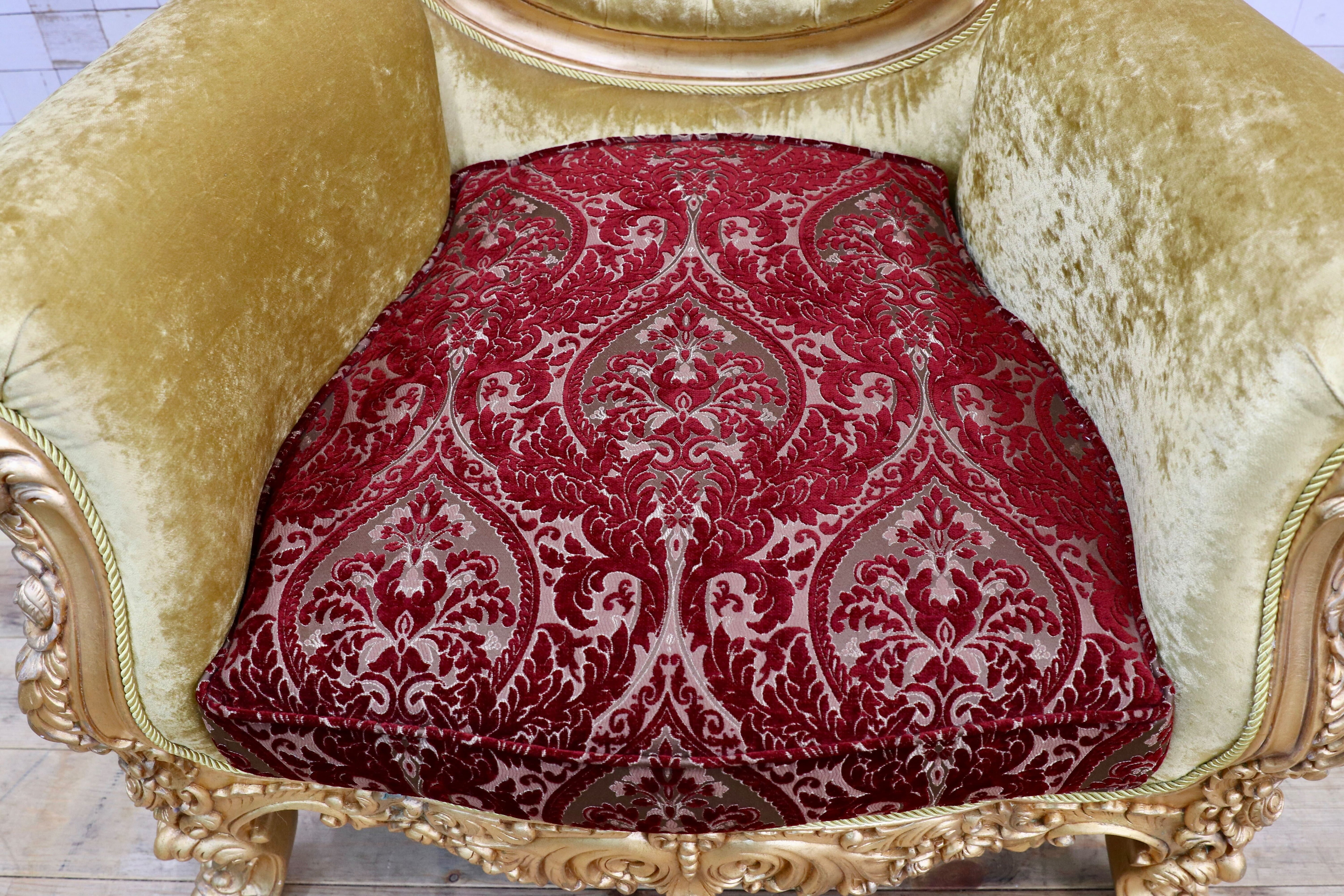 GMIS310A○18世紀 イギリス クラシックスタイル シングルソファ ロココ調 スワロフスキー 最高級 ゴールド エレガント 展示品
