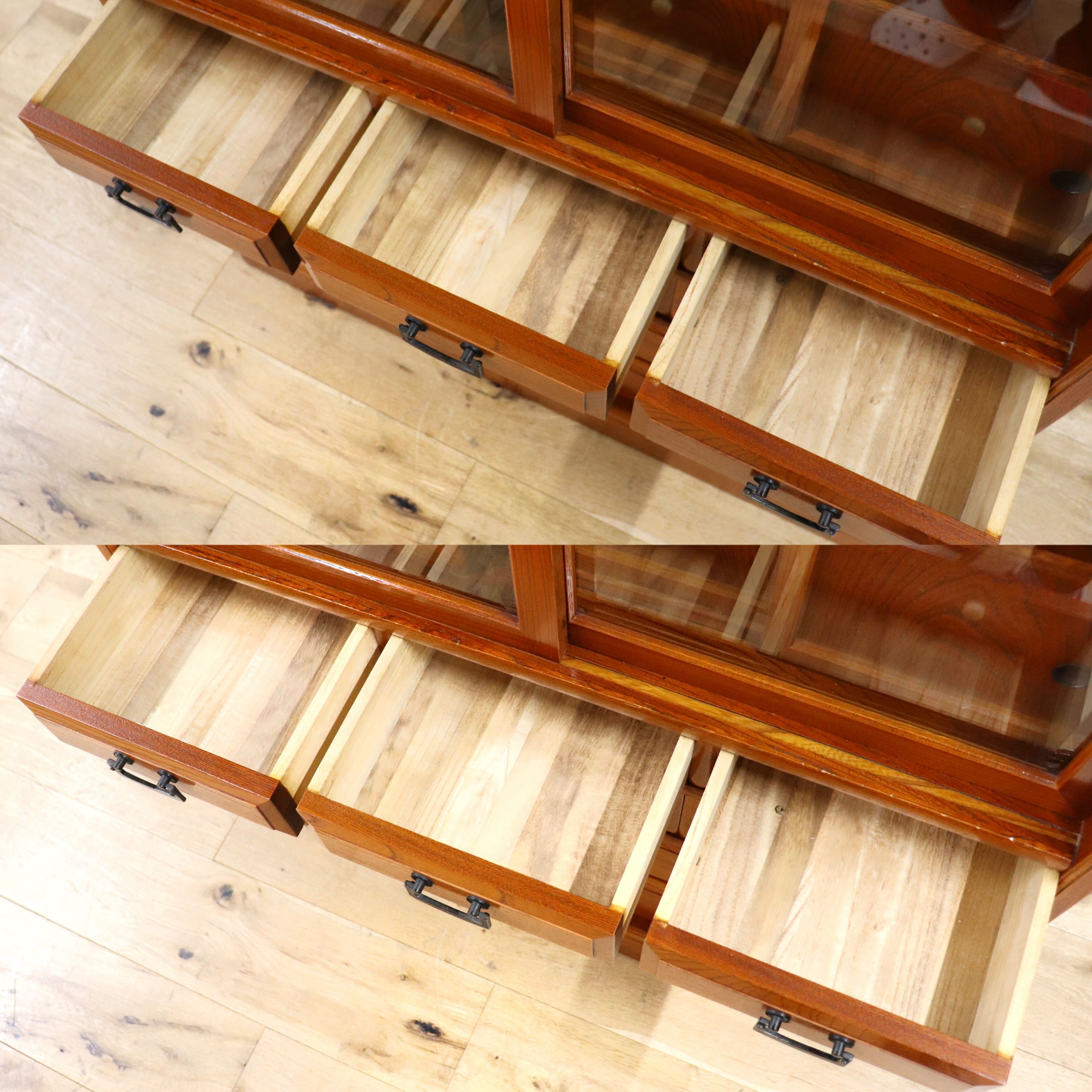 GMGH301○茶箪笥 欅材 小ぶりな茶棚 飾り棚 収納棚 民芸家具 和家具 和室 茶室 座敷 古民家 レトロ アンティーク 和モダン