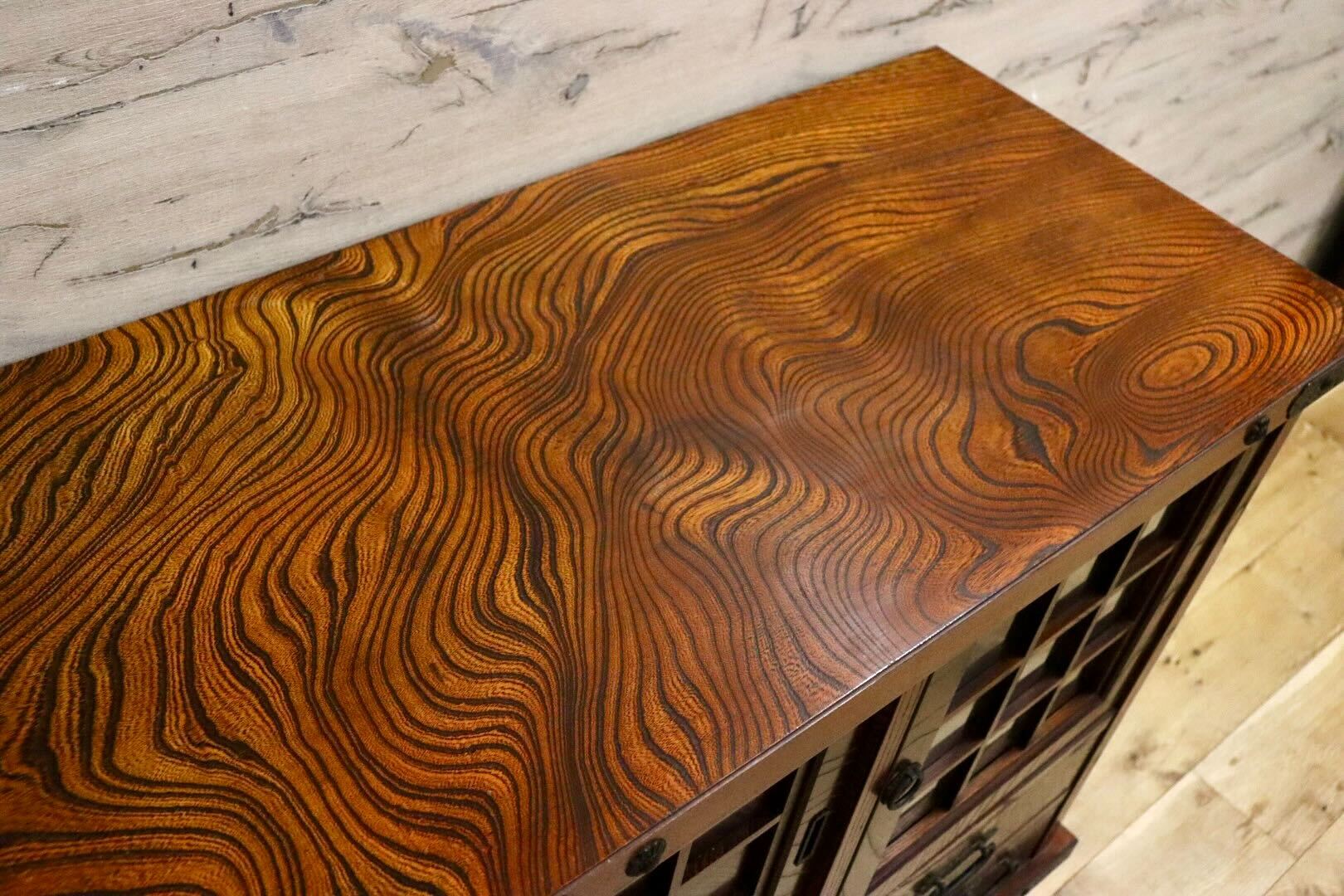 GMIH286○和モダン 欅材 サイドボード キャビネット 飾り棚 時代箪笥 リビング収納 レトロ アンティーク 和室 古民家 美品