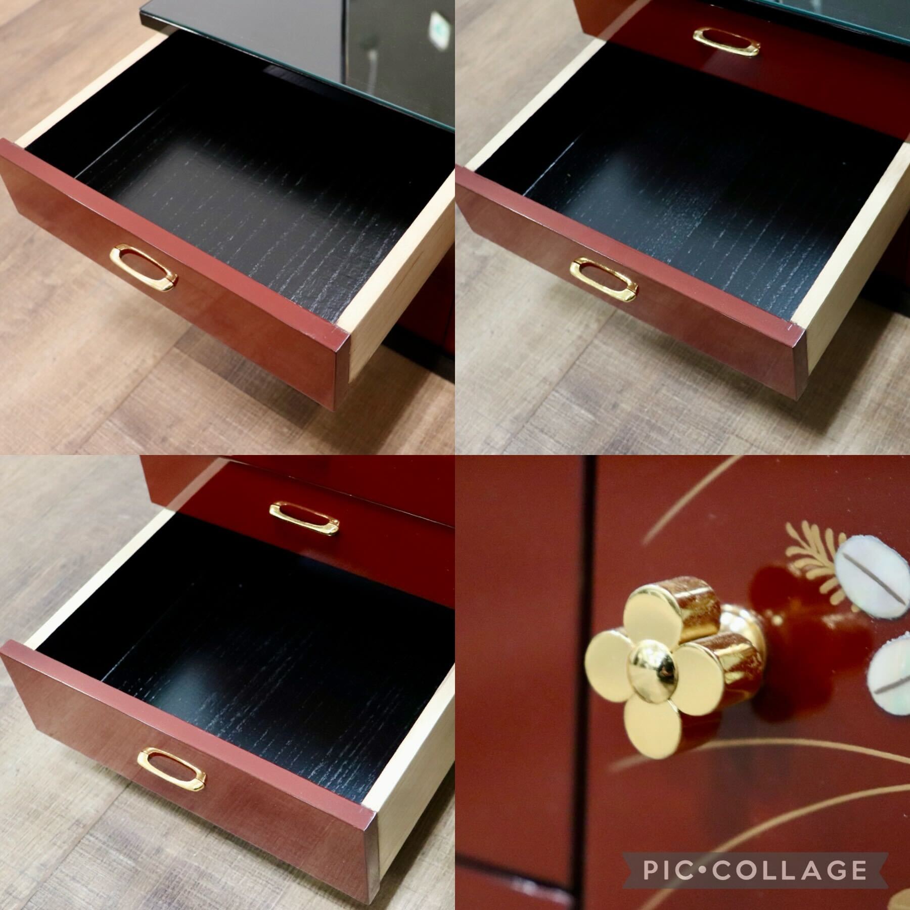 GMGF123○MATSUSO / 松創 全身鏡 姿見 スタンドミラー 小引出し 収納家具 漆塗り 和モダン レトロ 伝統工芸 府中家具 IDC大塚家具 展示品