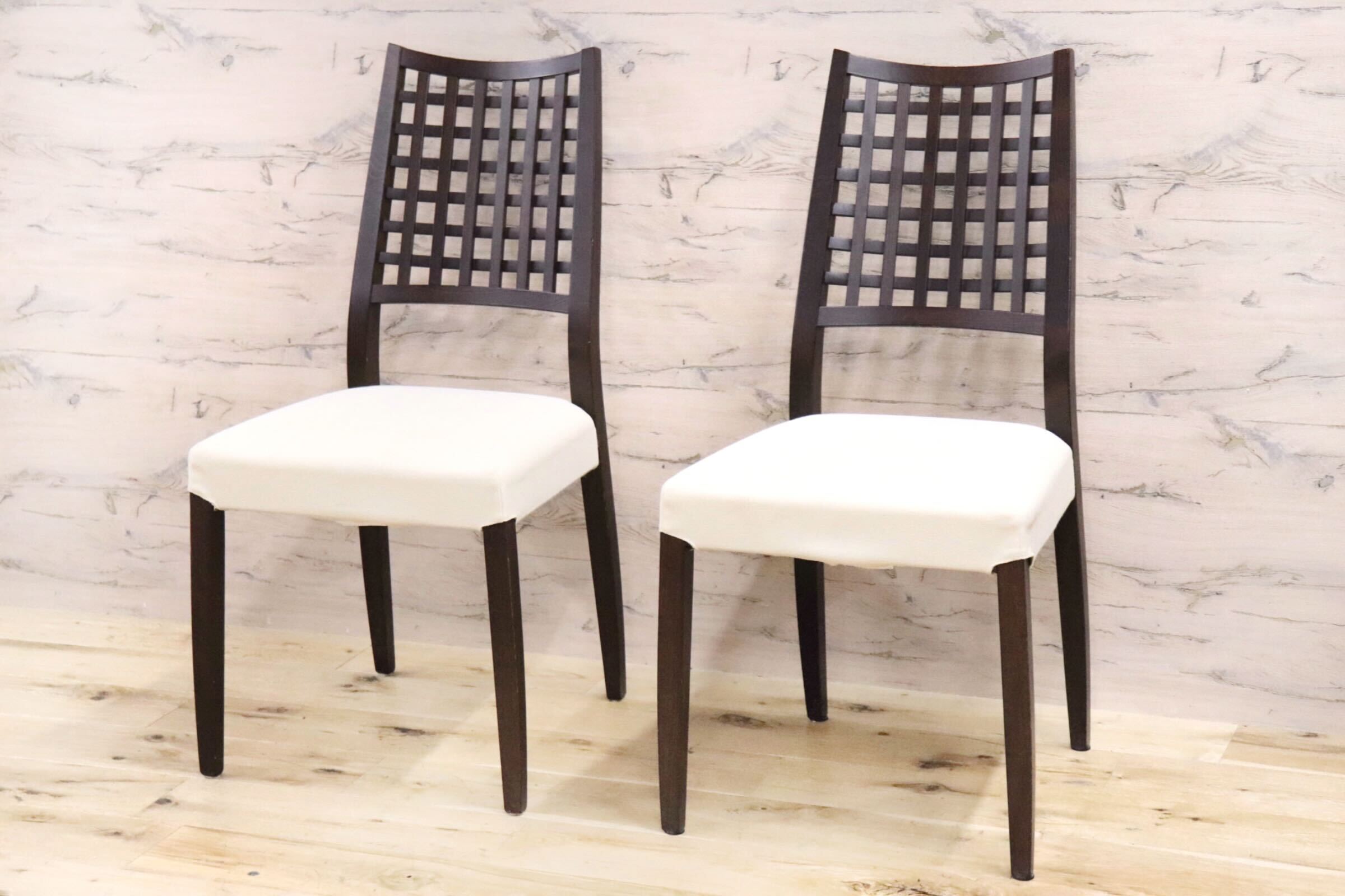 GMGN56○Calligaris / カリガリス ダイニングチェア 椅子 2脚セット アイボリー ファブリック モダン イタリア モダン