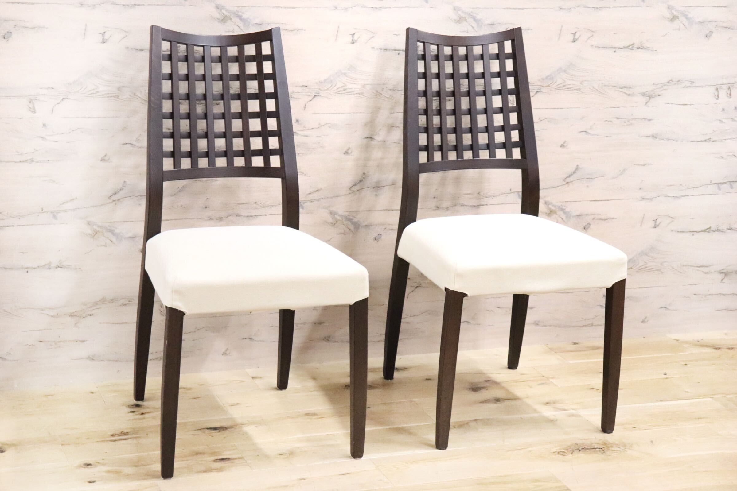 GMGN56○Calligaris / カリガリス ダイニングチェア 椅子 2脚セット アイボリー ファブリック モダン イタリア モダン