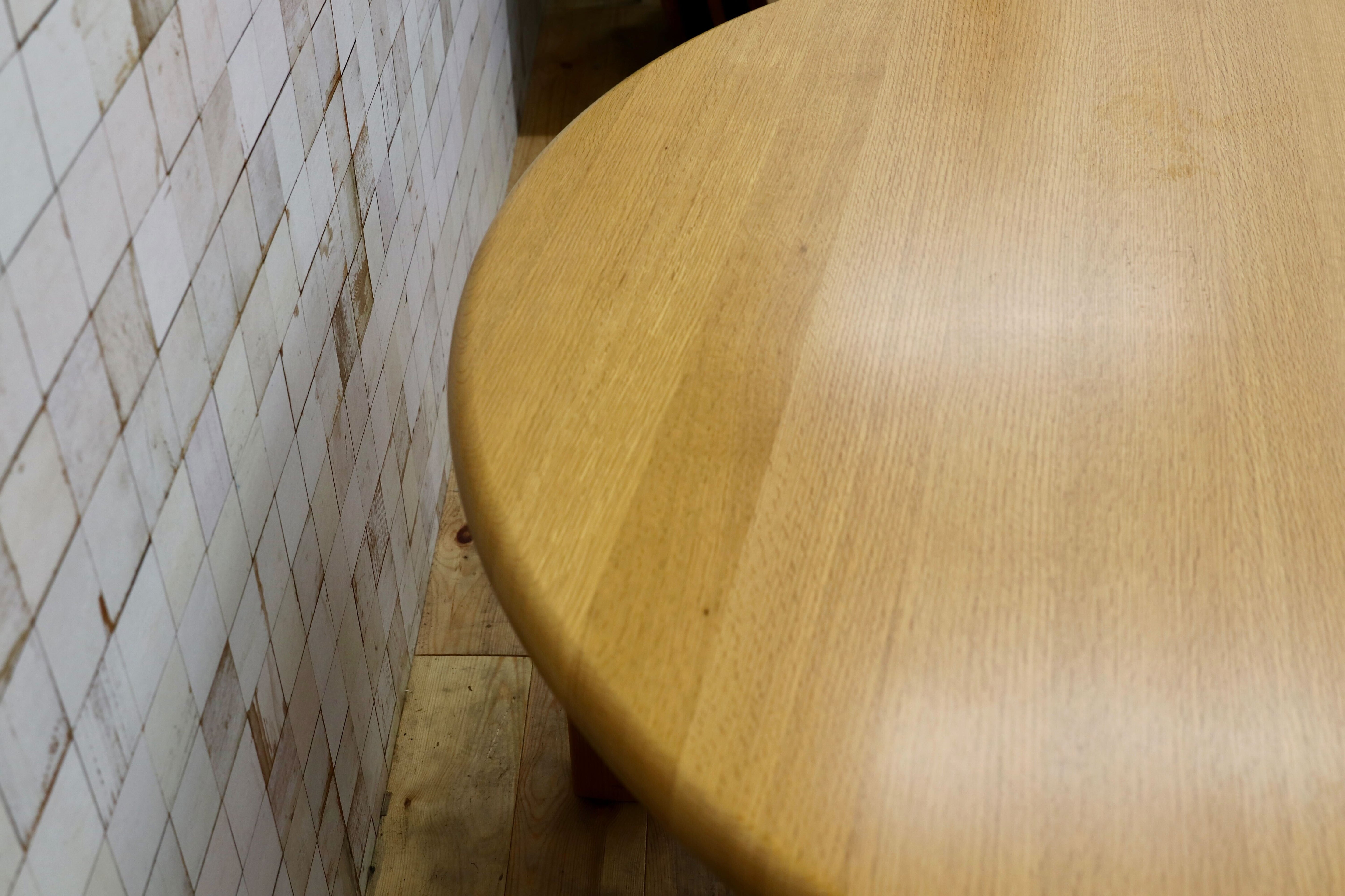 GMIS322○シラカワ / shirakawa オーク無垢材 ナチュラル 半円型 ダイニングテーブル 食卓テーブル デスク 飛騨家具