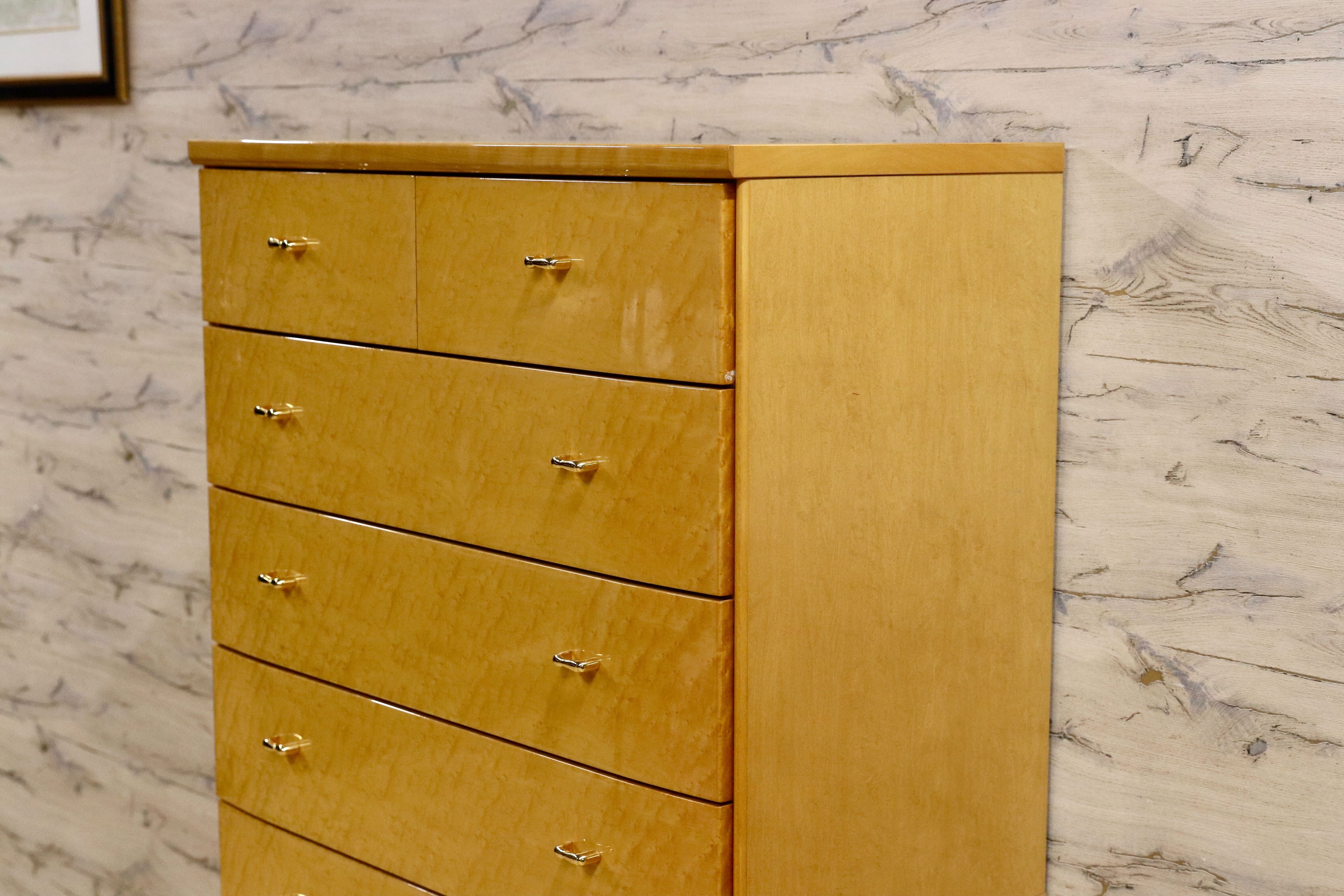 GMHS402○IDC大塚家具 府中家具 シャンドール チェスト 整理箪笥 バーズアイメープル 最高級 クラシック エレガント 約31万