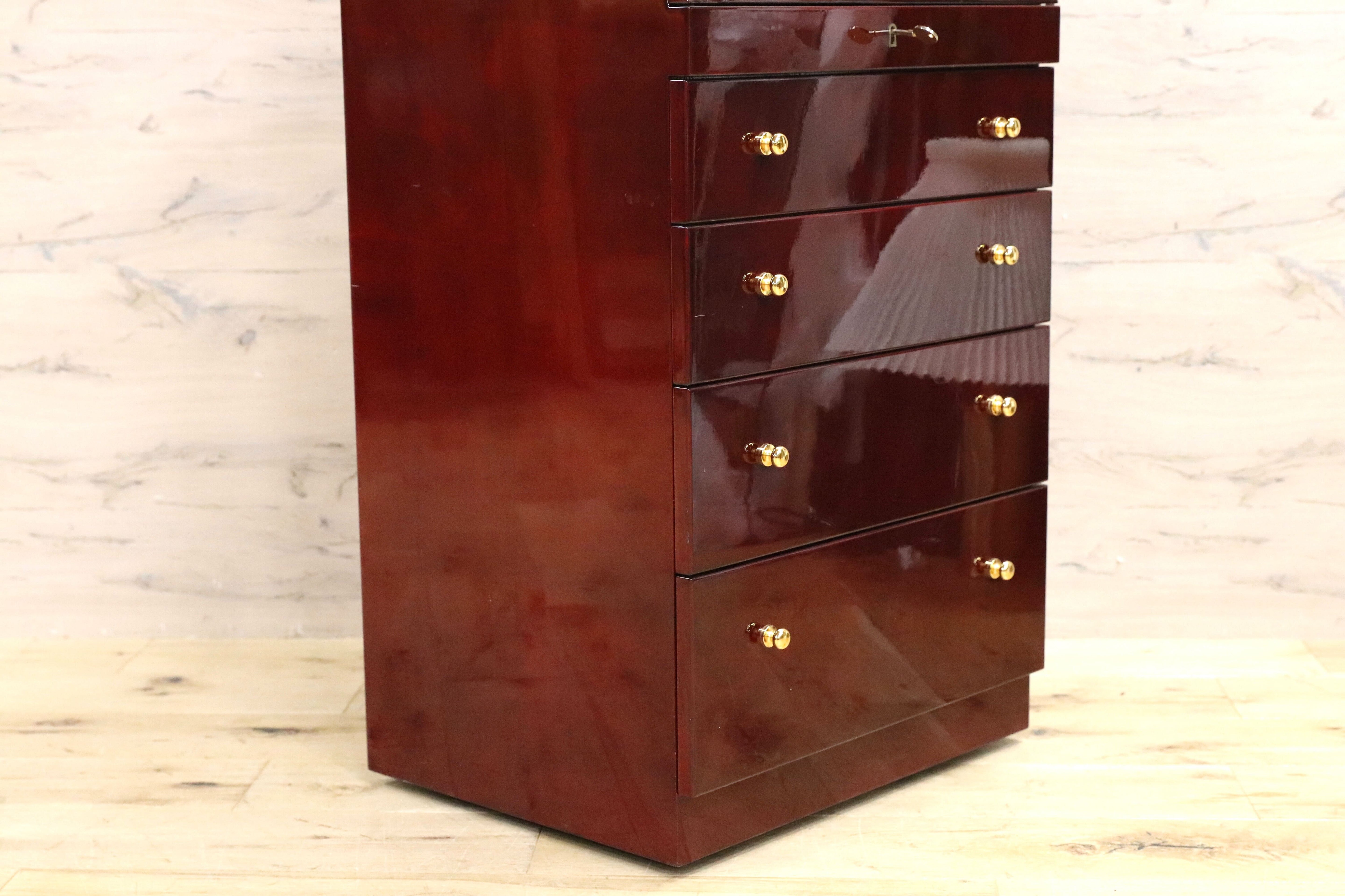 GMHS405○北谷家具 / KIT FURNITURE アクセサリーキャビネット 仔山羊革張り ジュエリーボックス ヴィンテージ 皇室御用達 定価約77万 稀少
