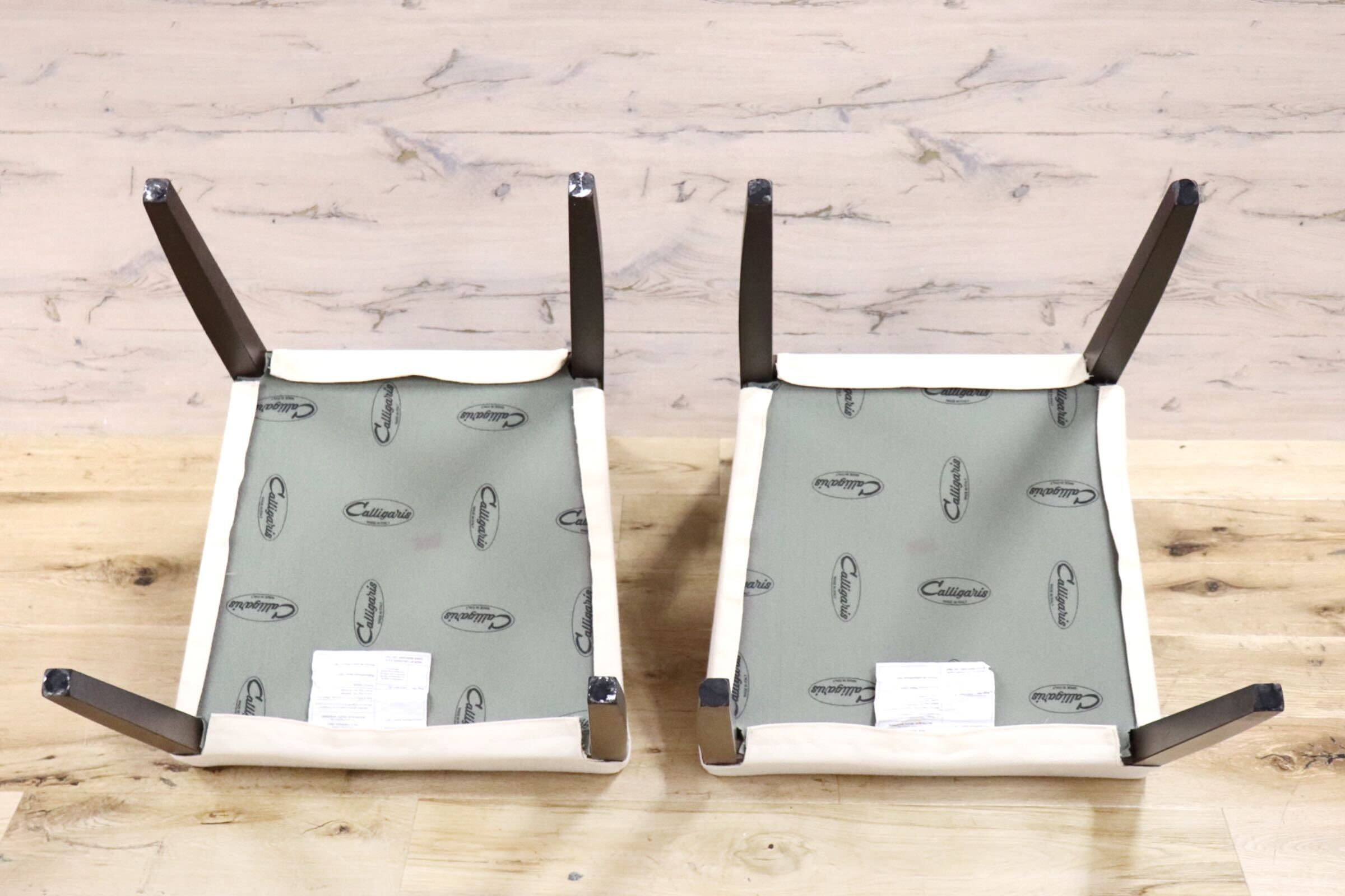 GMGN56○Calligaris / カリガリス ダイニングチェア 椅子 2脚セット アイボリー ファブリック モダン イタリア モダン