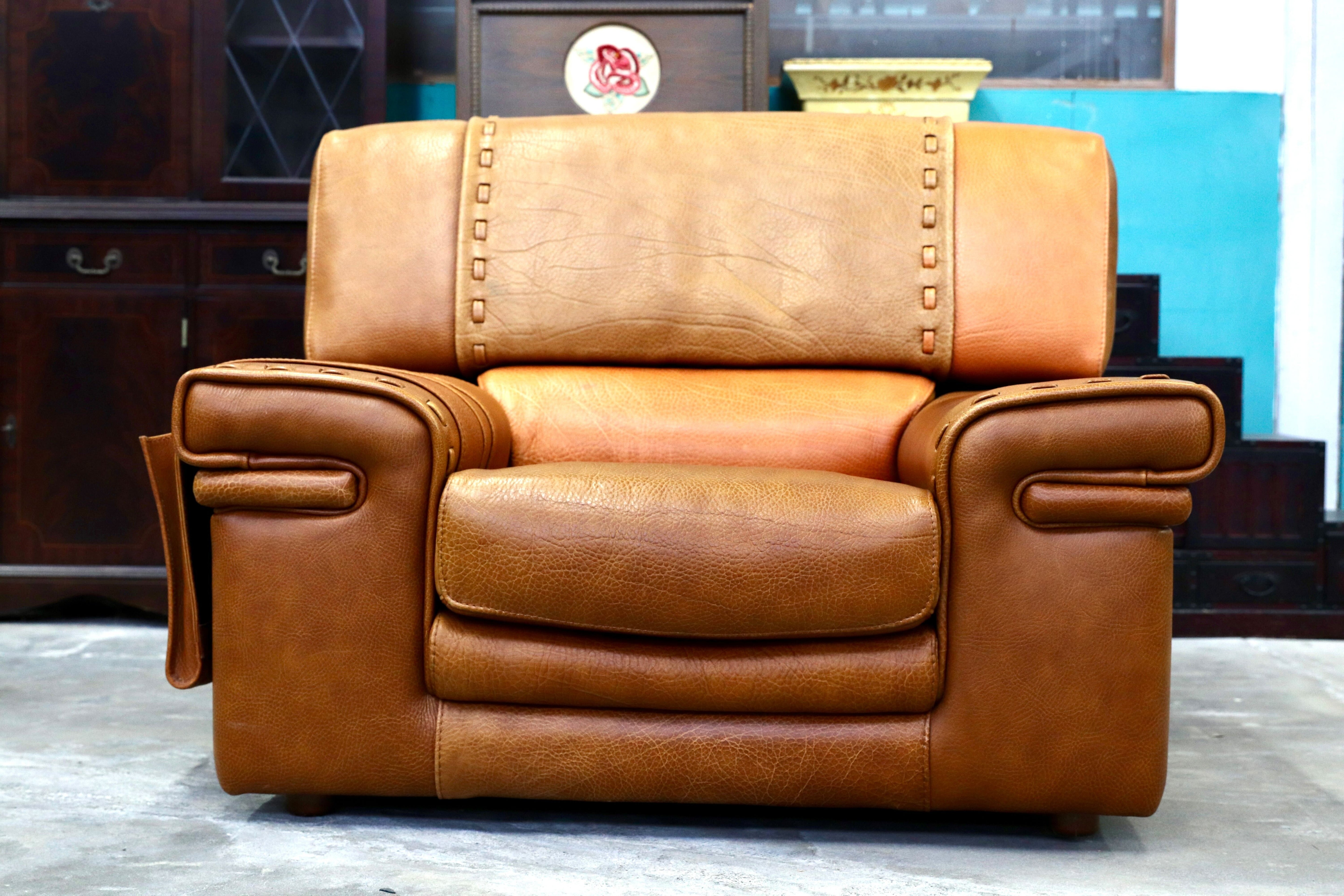 GMIK148○formenti / フォルメンティ イタリア製 最高級 ラグジュアリー シングルソファ 厚手本革 ブラウン ユーロカーサ取扱 約70万