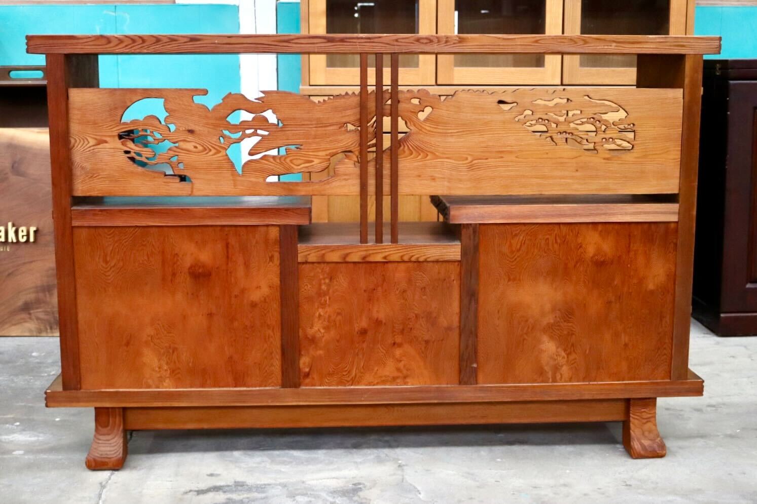 GMIH421○世界遺産屋久杉 茶棚 茶箪笥 飾り棚 サイドボード リビングボード 和室 座敷 古民家 和モダン ヴィンテージ