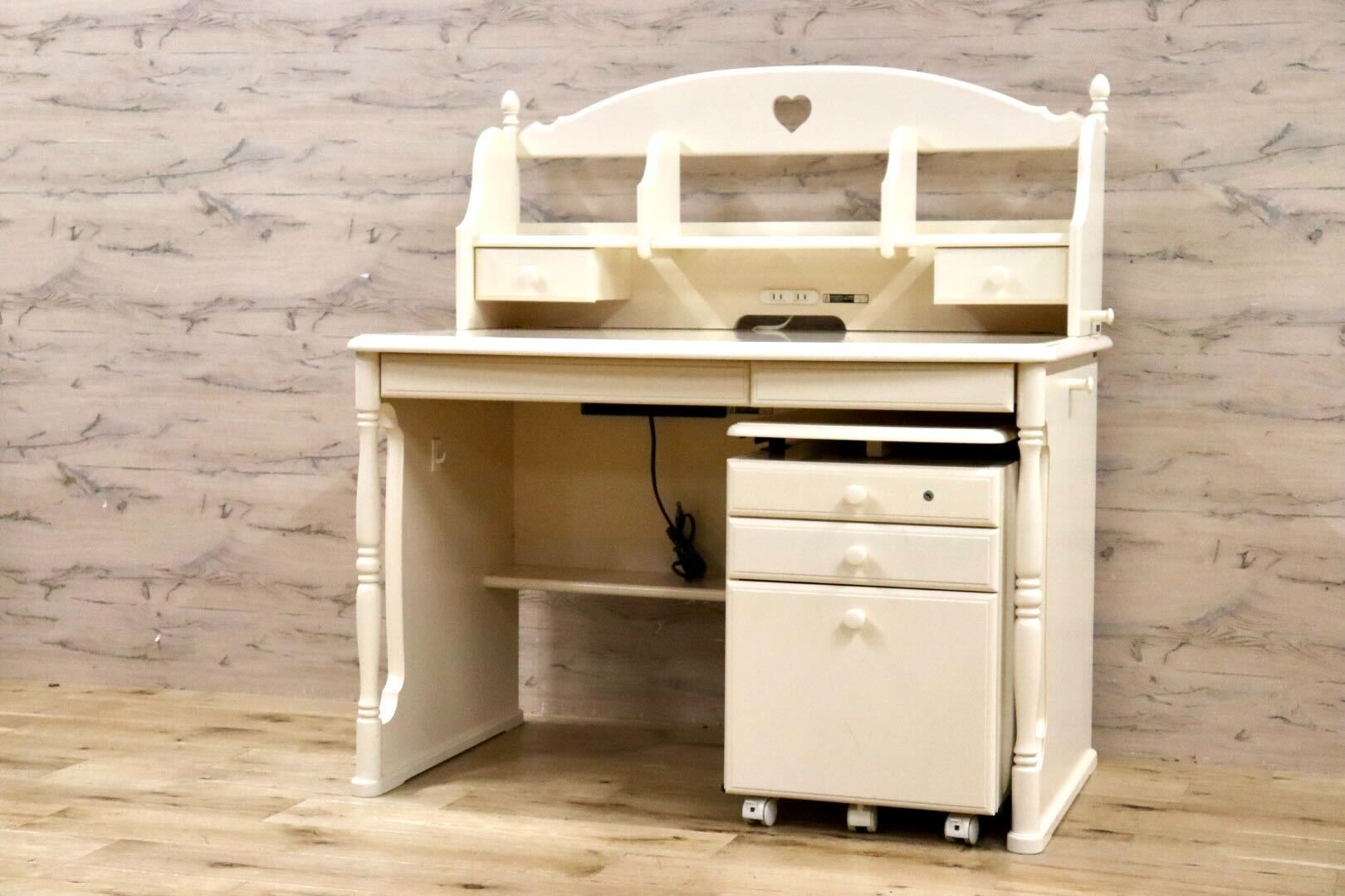 GMHK63○karimoku / カリモク SC3680 学習机 勉強机 ワゴン ブックスタンド カントリー プリンセスアイボリー 約20万 国産家具