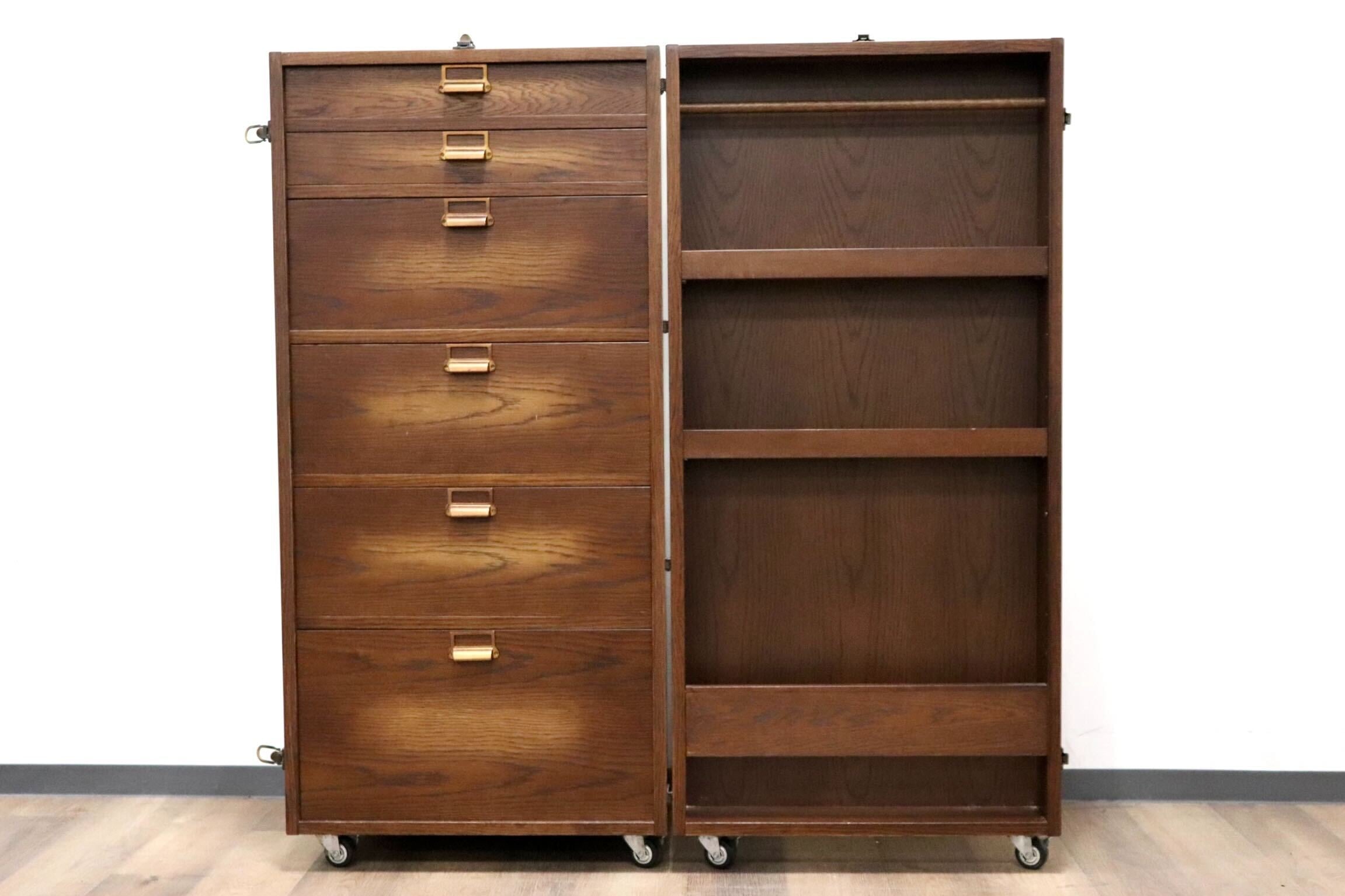 GMHK17○中島制作所 MAGELLAN マゼラン トランクチェスト 6段チェスト 飾り棚 マガジンラック 収納家具 オーク材 アンティーク 大川家具