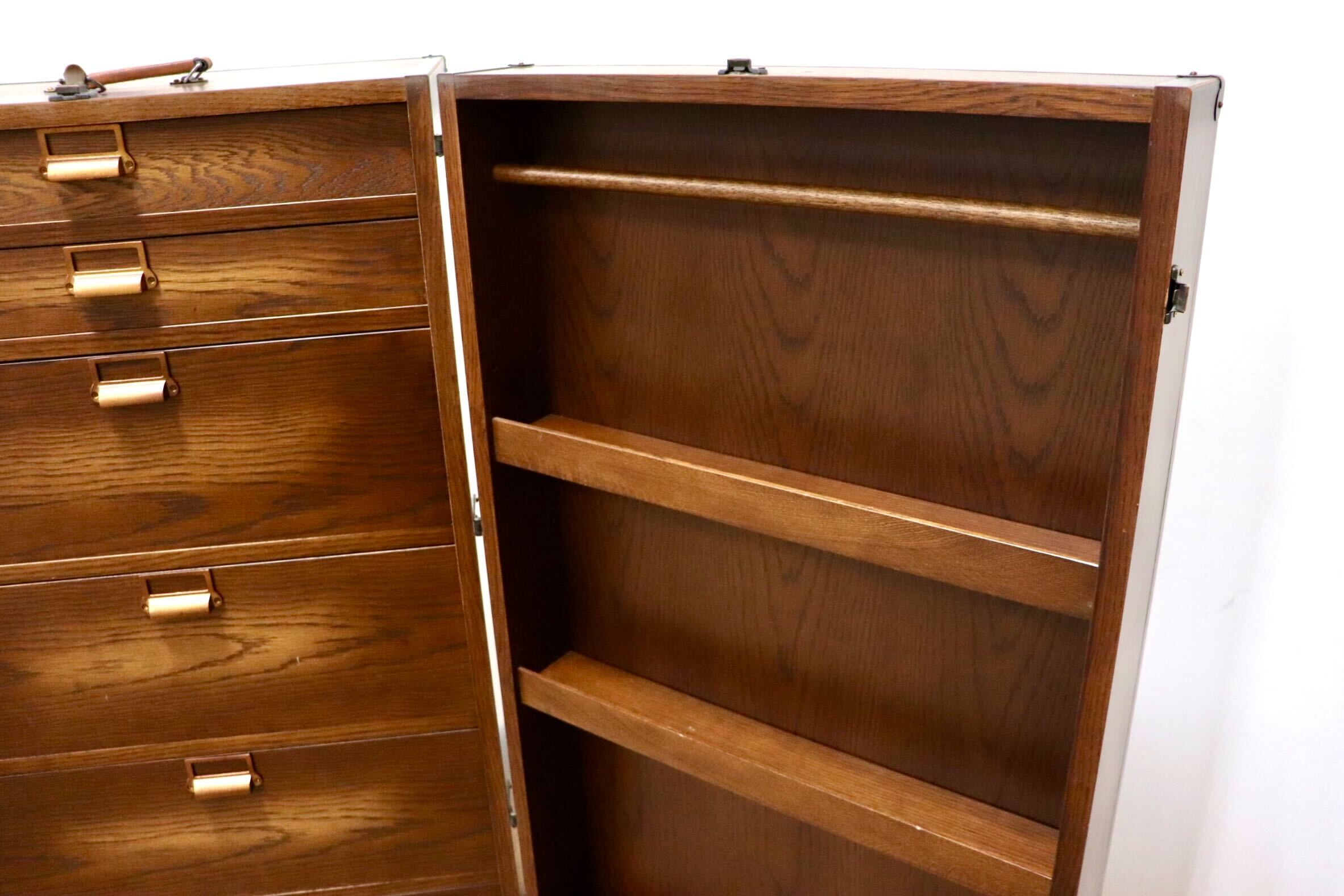 GMHK17○中島制作所 MAGELLAN マゼラン トランクチェスト 6段チェスト 飾り棚 マガジンラック 収納家具 オーク材 アンティーク 大川家具