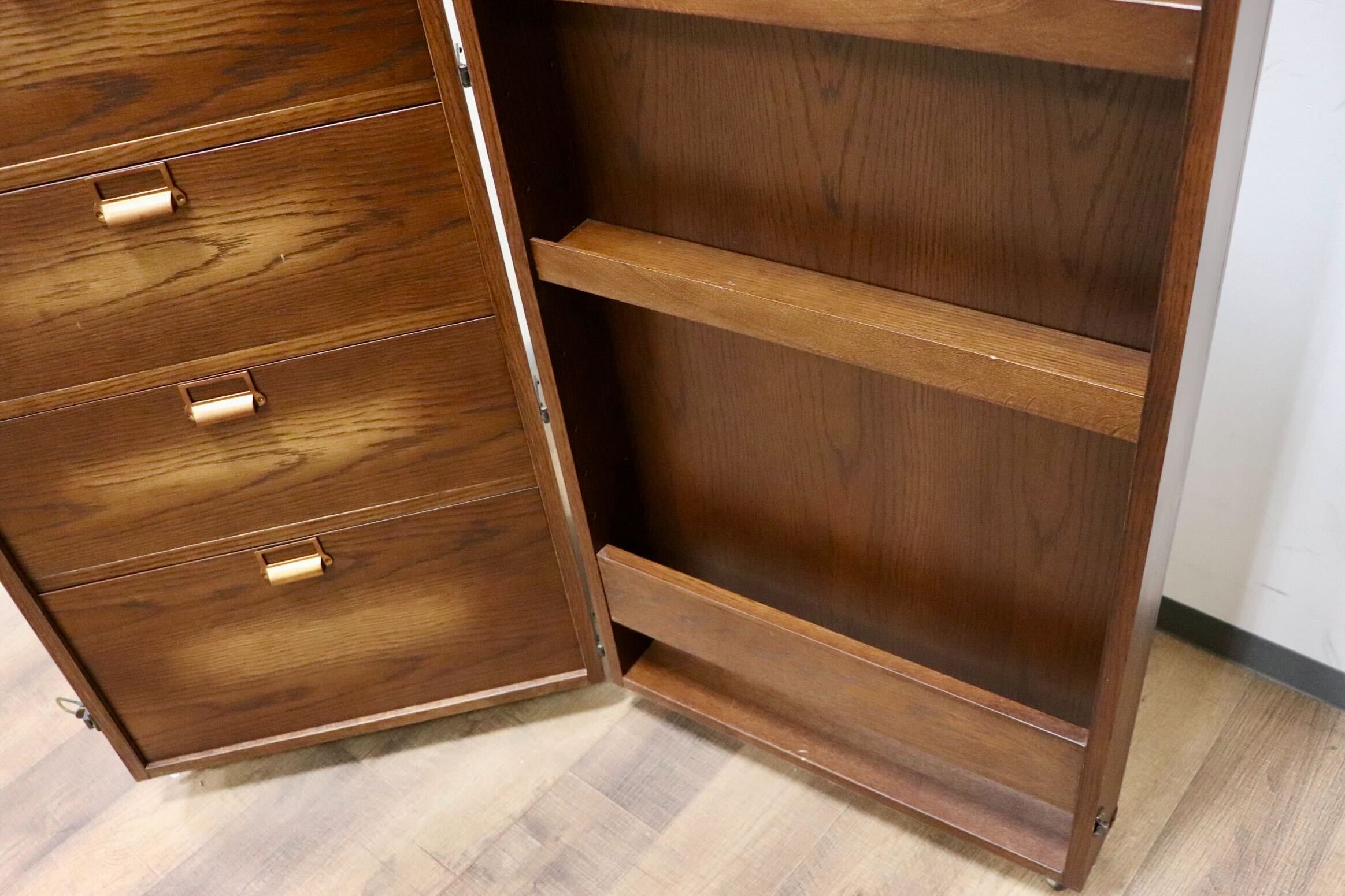 GMHK17○中島制作所 MAGELLAN マゼラン トランクチェスト 6段チェスト 飾り棚 マガジンラック 収納家具 オーク材 アンティーク 大川家具