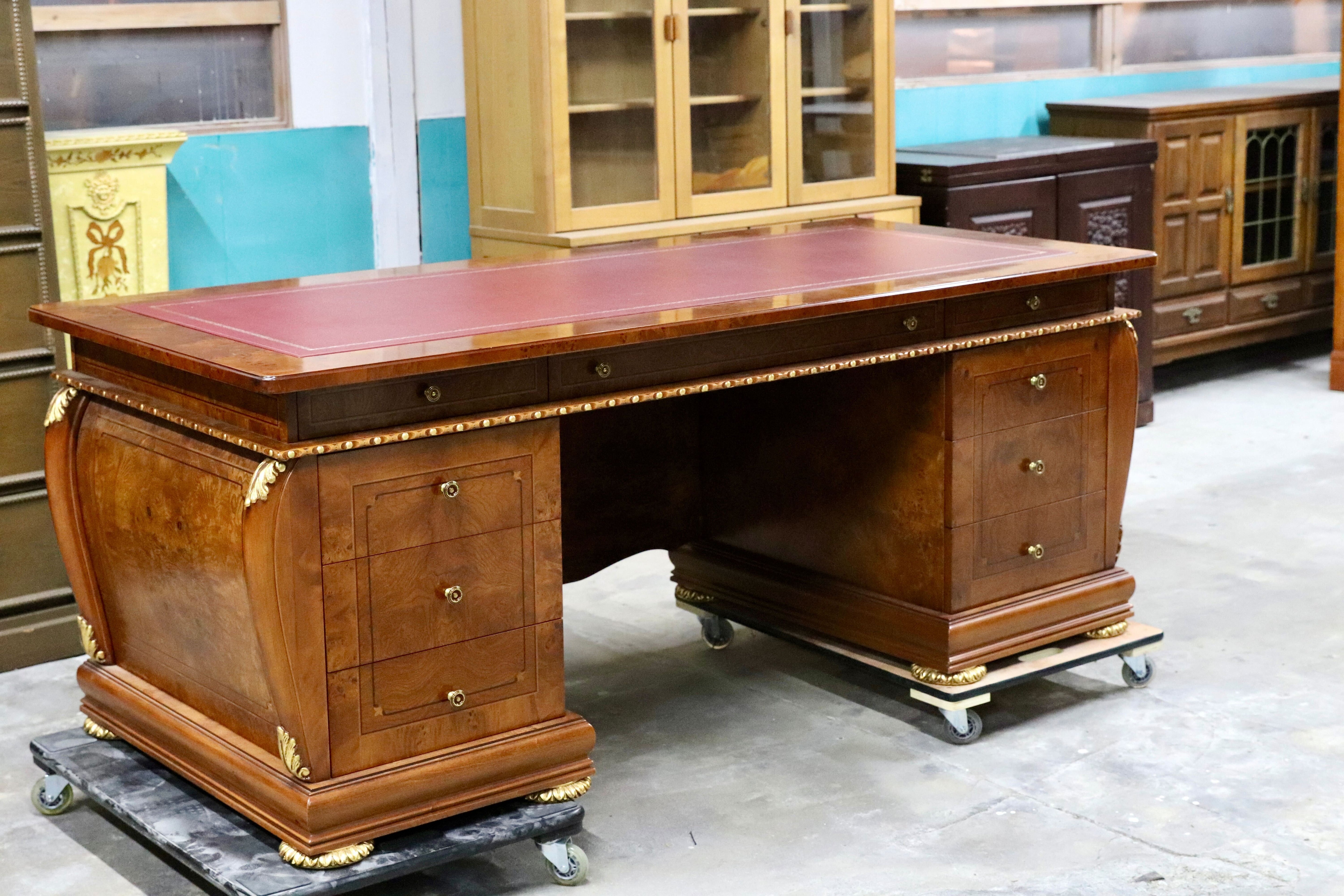 GMIK577○イタリア製 プレジデントデスク 両袖机 デスク 社長机 役員机 書斎机 クラシック ロココ調 バロック様式 最高級 店舗什器