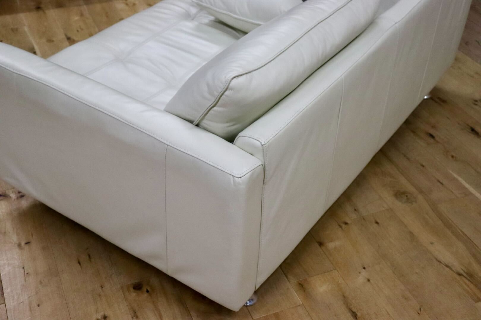 GMIH295○dinos / ディノス LX 2人掛けソファ ラブソファ 長椅子 本革 オフホワイト モダン スタイリッシュ 約18万 美品